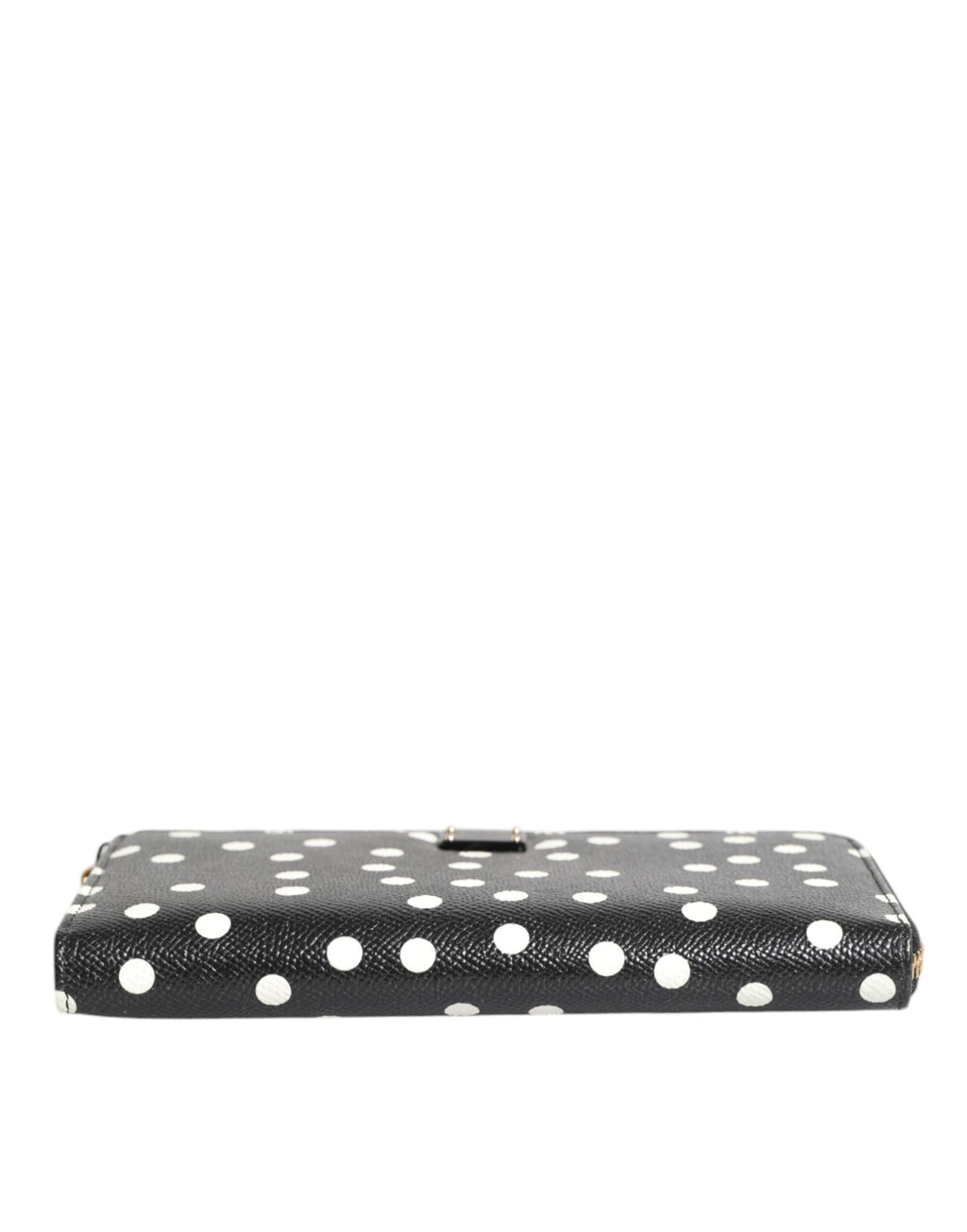 Portefeuille continental zippé Dolce &amp; Gabbana en cuir noir et blanc à pois