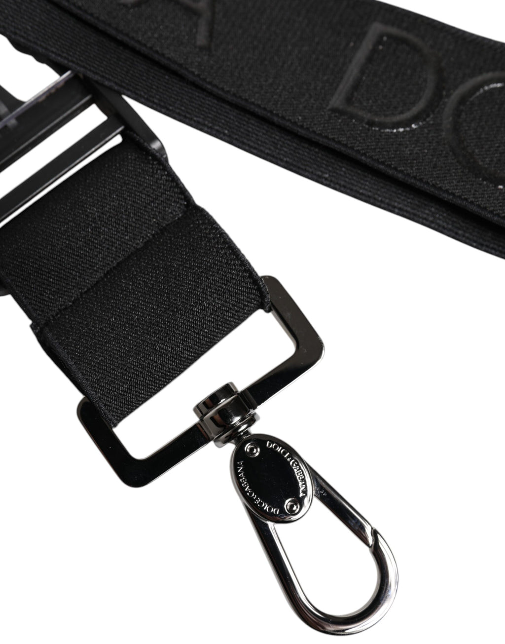 Porte-clés Dolce &amp; Gabbana en polyester extensible noir caoutchouté avec logo DG