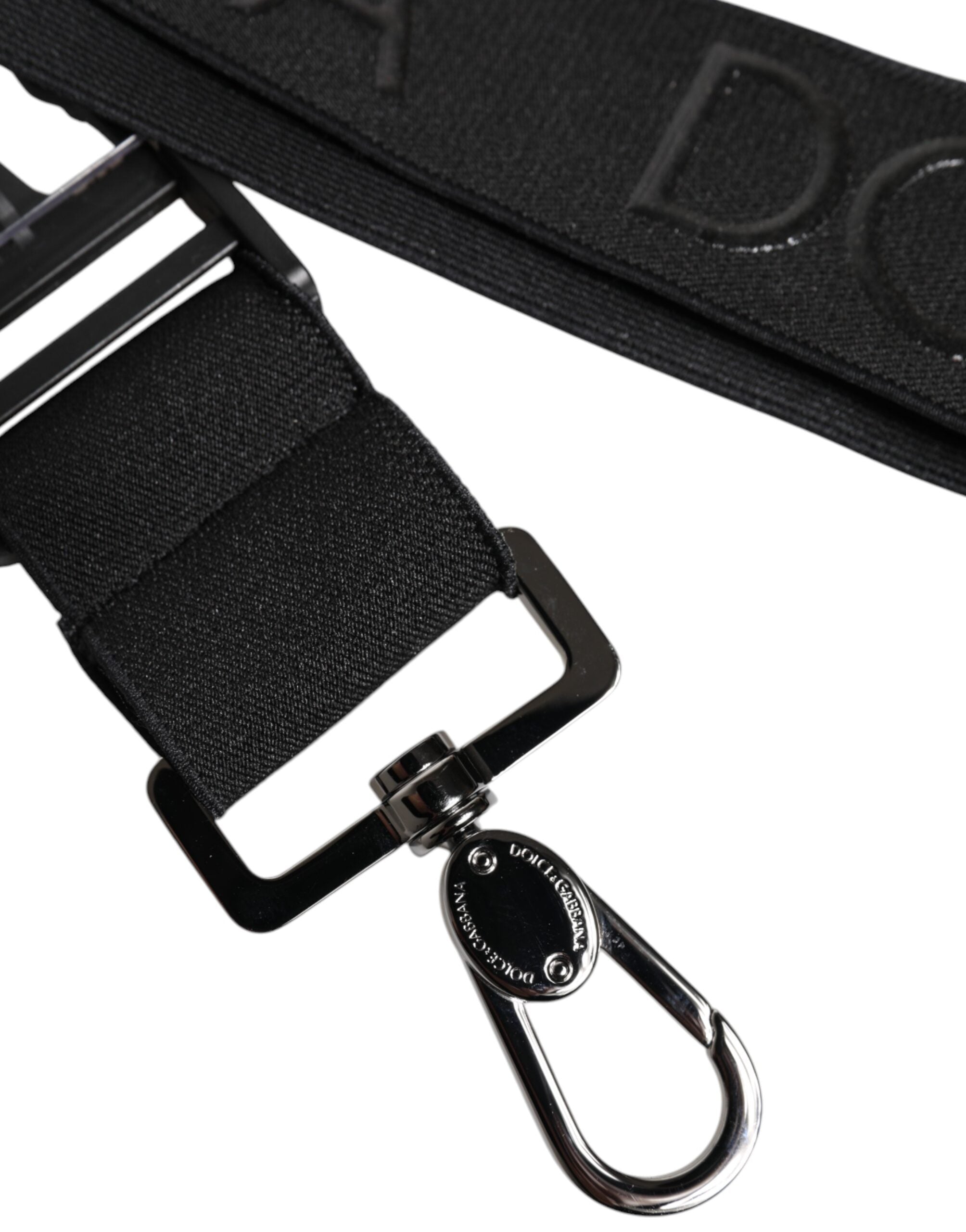 Porte-clés Dolce &amp; Gabbana en polyester extensible noir caoutchouté avec logo DG