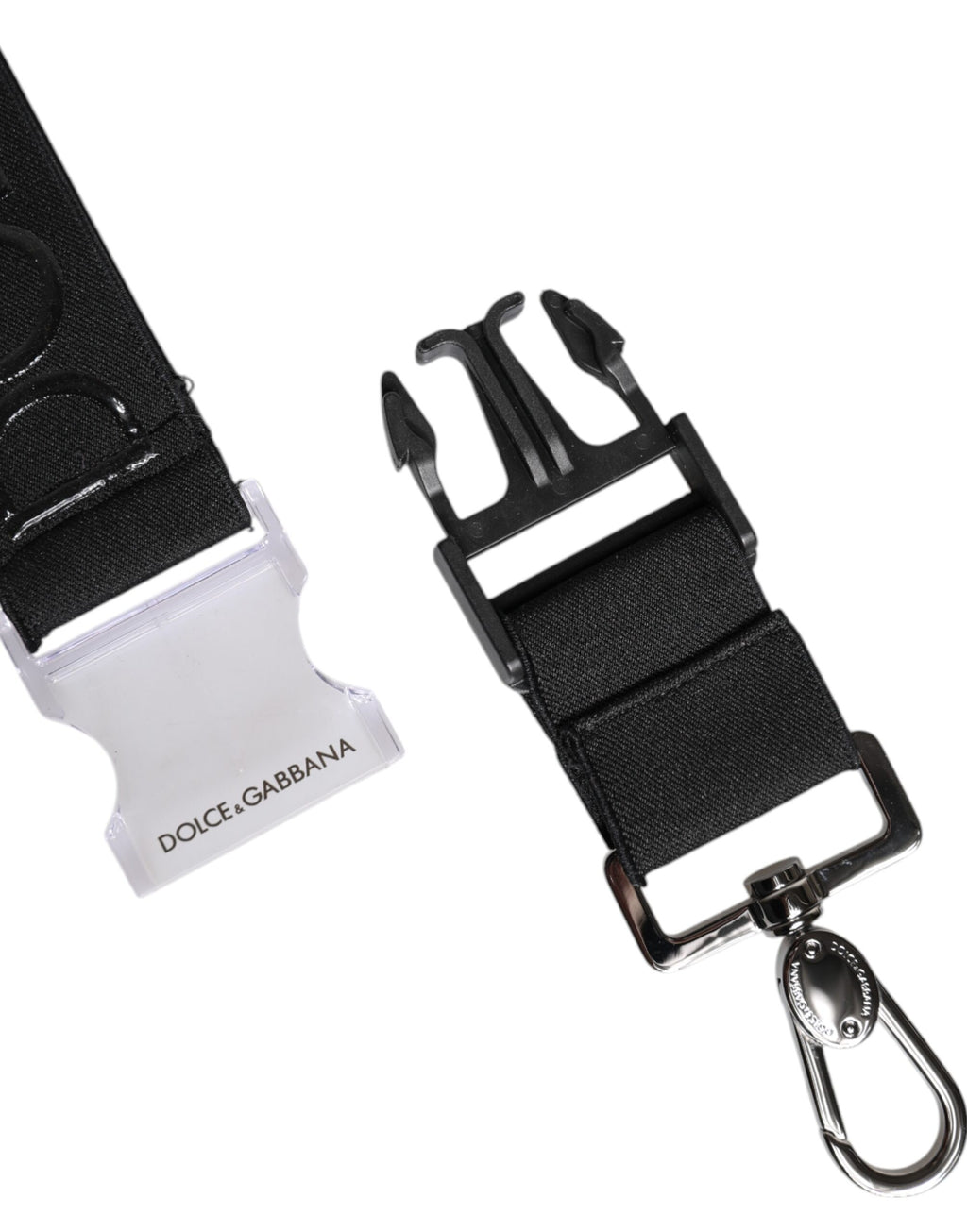 Porte-clés Dolce &amp; Gabbana en polyester extensible noir caoutchouté avec logo DG