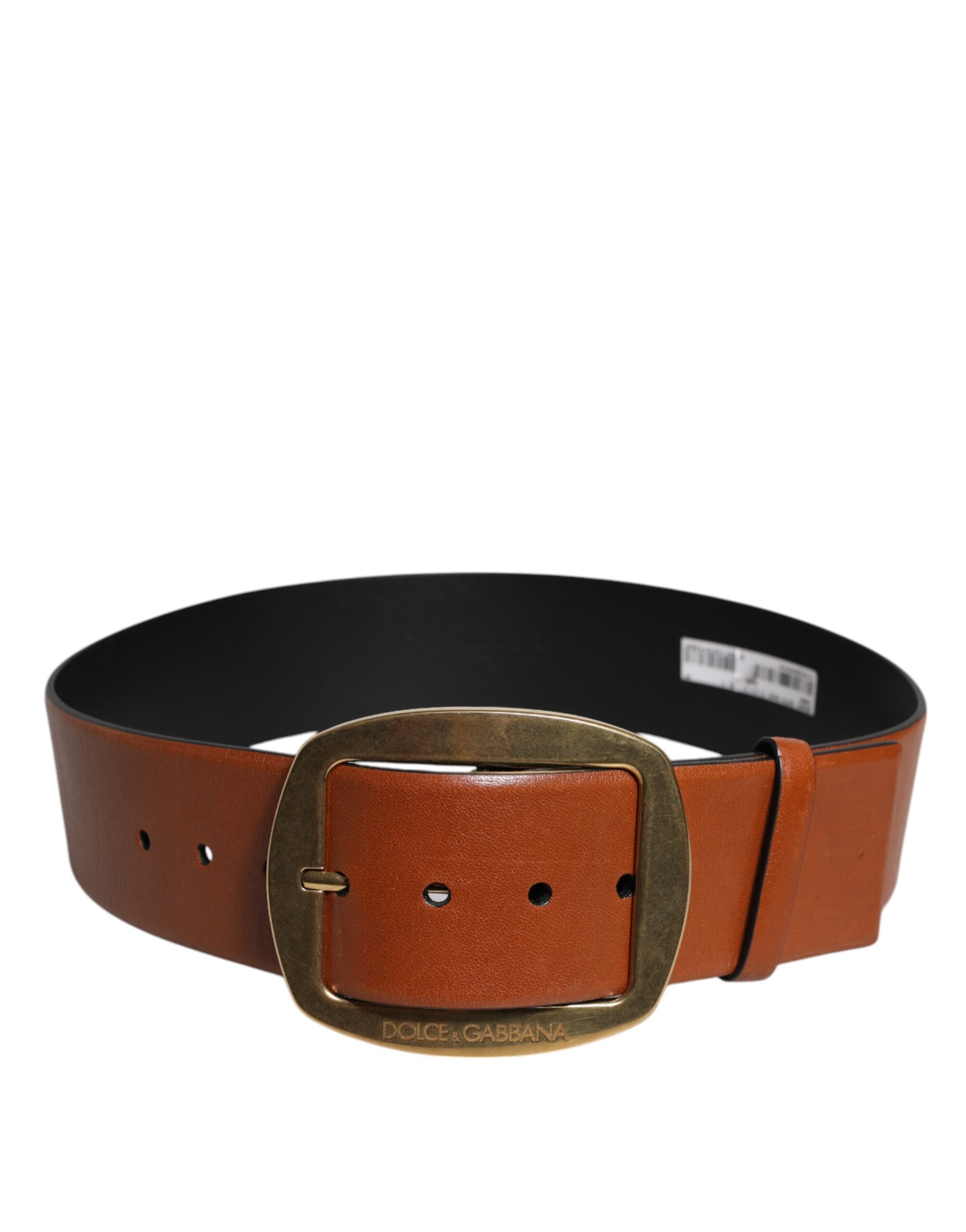 Ceinture classique Dolce &amp; Gabbana en cuir marron avec boucle en métal doré