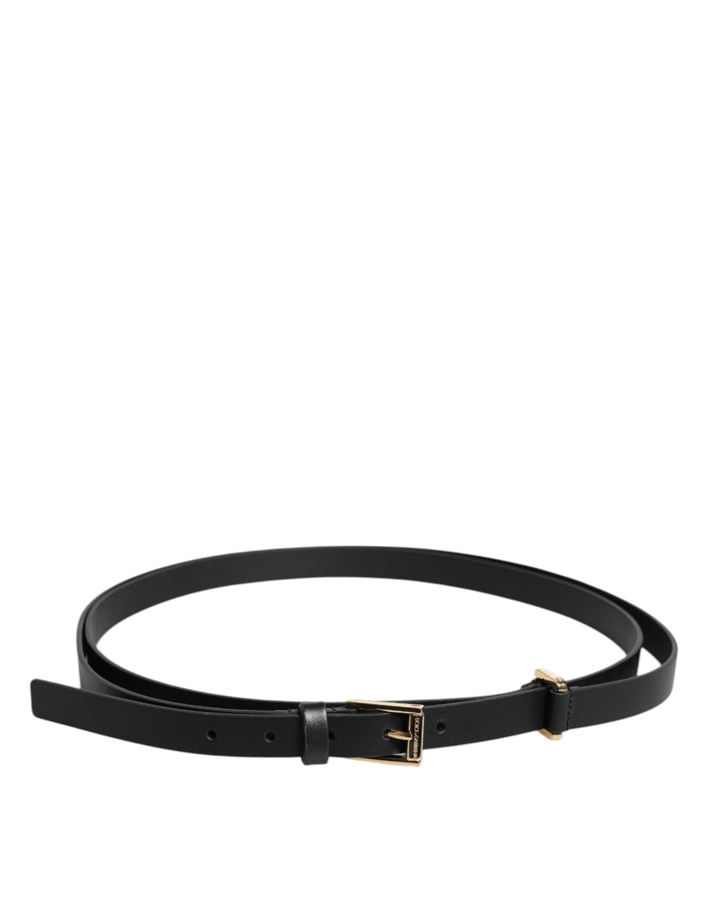 Ceinture Dolce &amp; Gabbana en cuir de veau noir avec boucle en métal doré