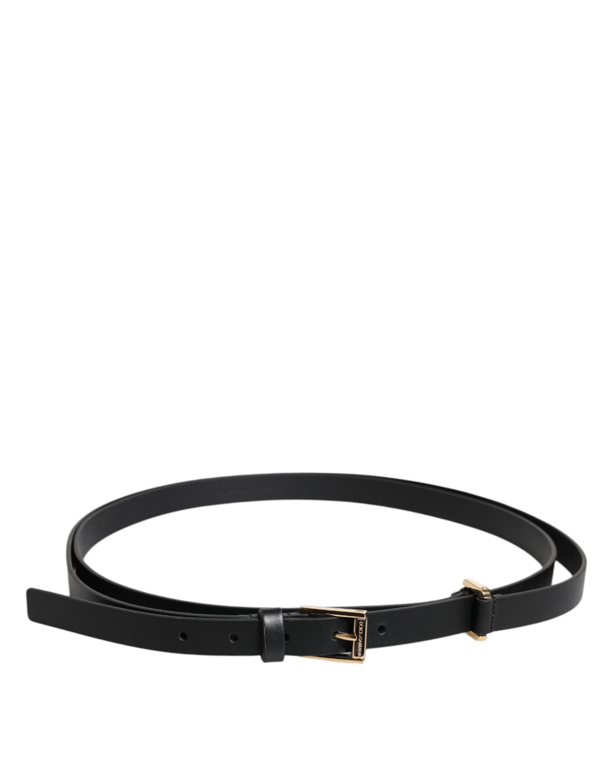 Ceinture Dolce &amp; Gabbana en cuir de veau noir avec boucle en métal doré