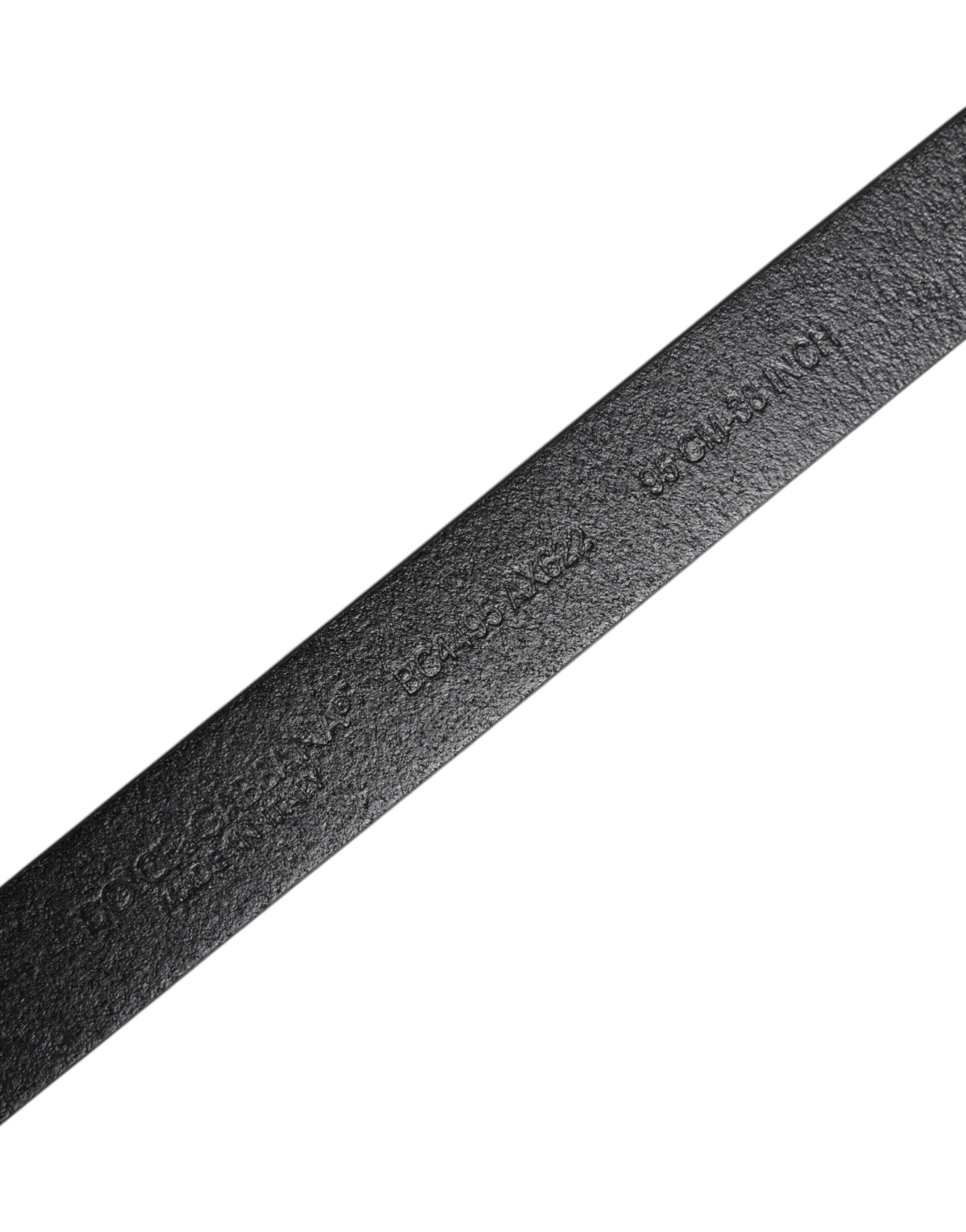 Ceinture Dolce &amp; Gabbana en cuir de veau noir avec boucle en métal doré