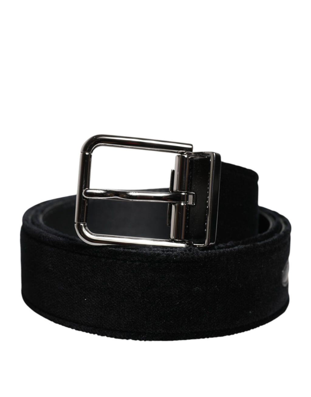 Ceinture Dolce &amp; Gabbana en coton noir avec boucle en métal argenté