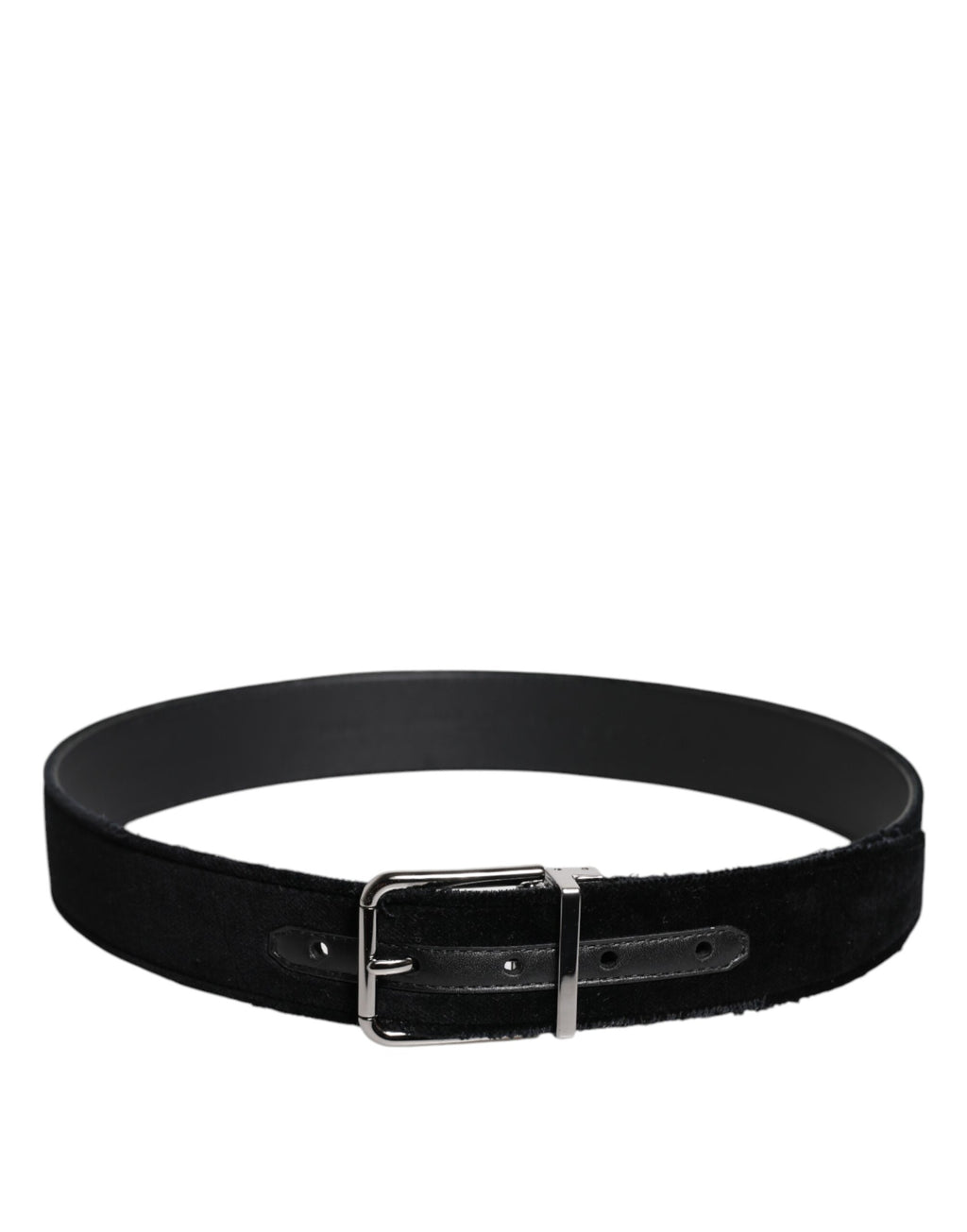 Ceinture Dolce &amp; Gabbana en coton noir avec boucle en métal argenté
