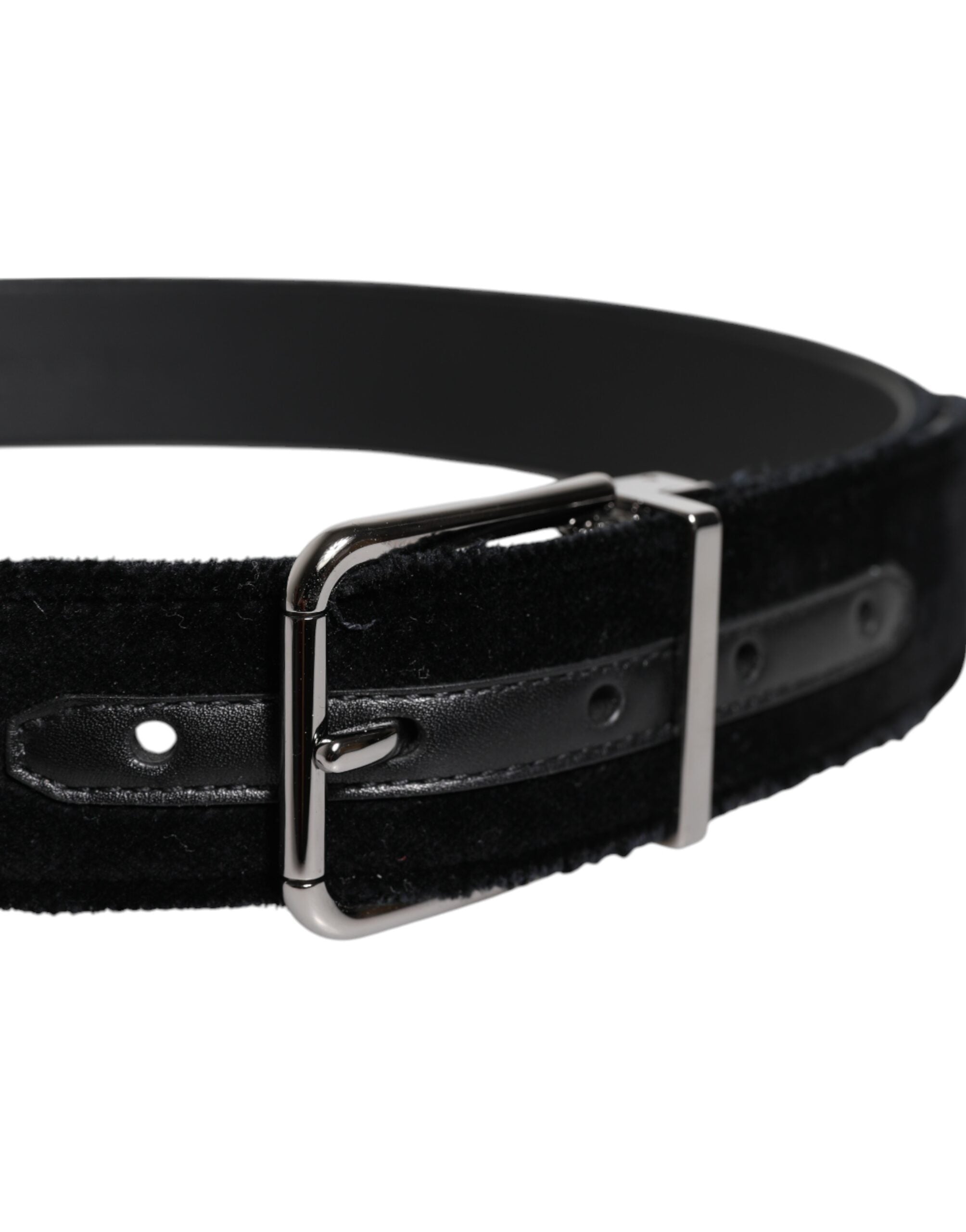 Ceinture Dolce &amp; Gabbana en coton noir avec boucle en métal argenté