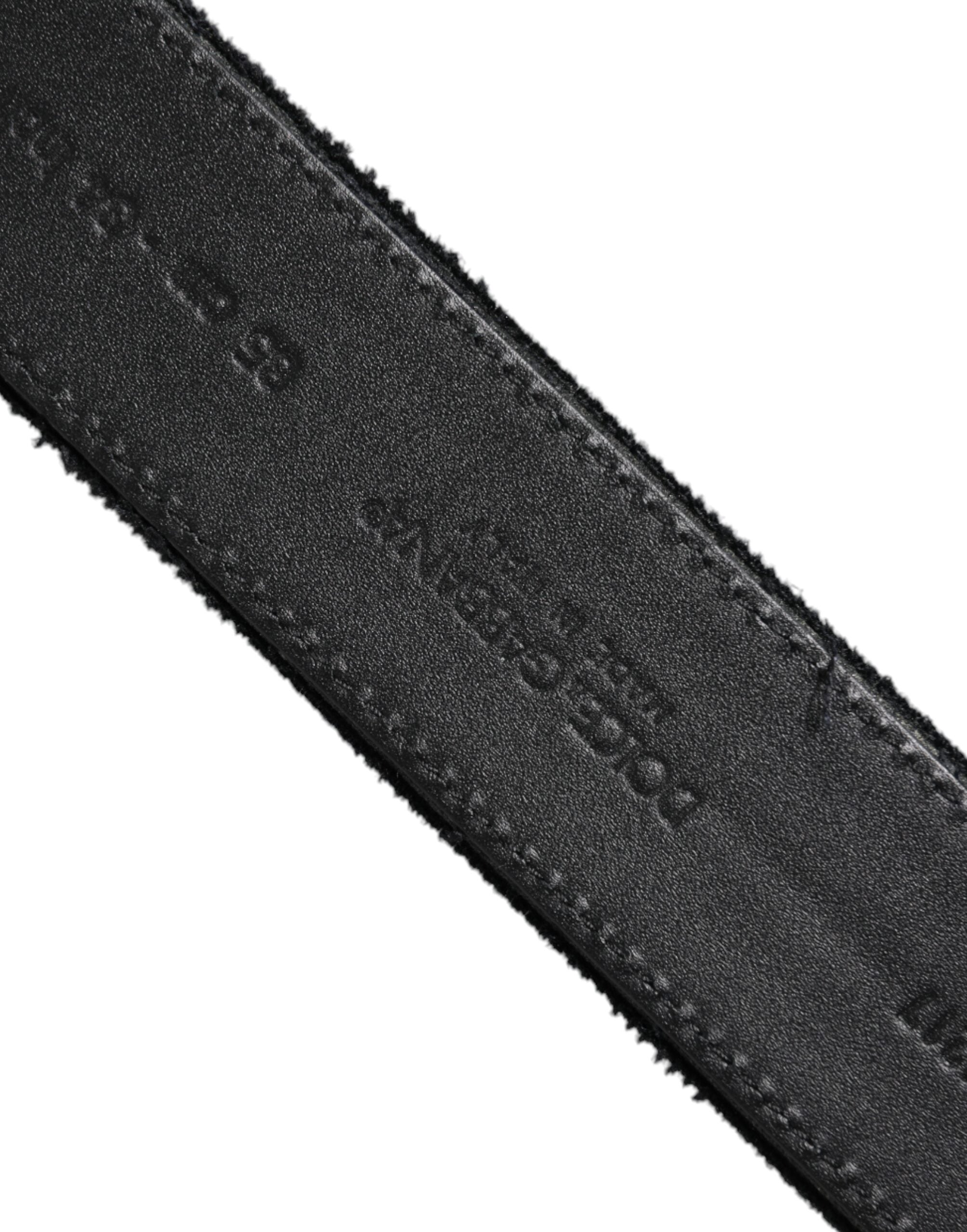 Ceinture Dolce &amp; Gabbana en coton noir avec boucle en métal argenté