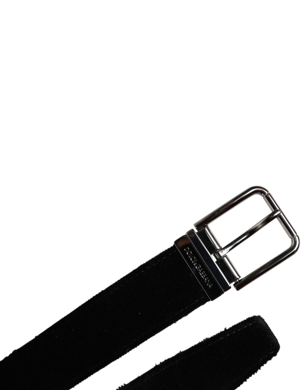 Ceinture Dolce &amp; Gabbana en coton noir avec boucle en métal argenté
