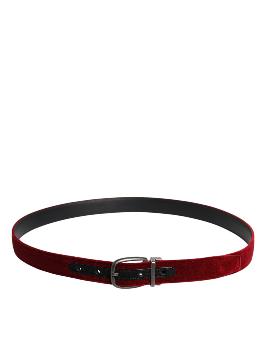 Ceinture Dolce &amp; Gabbana en velours rouge avec boucle en métal noir et logo