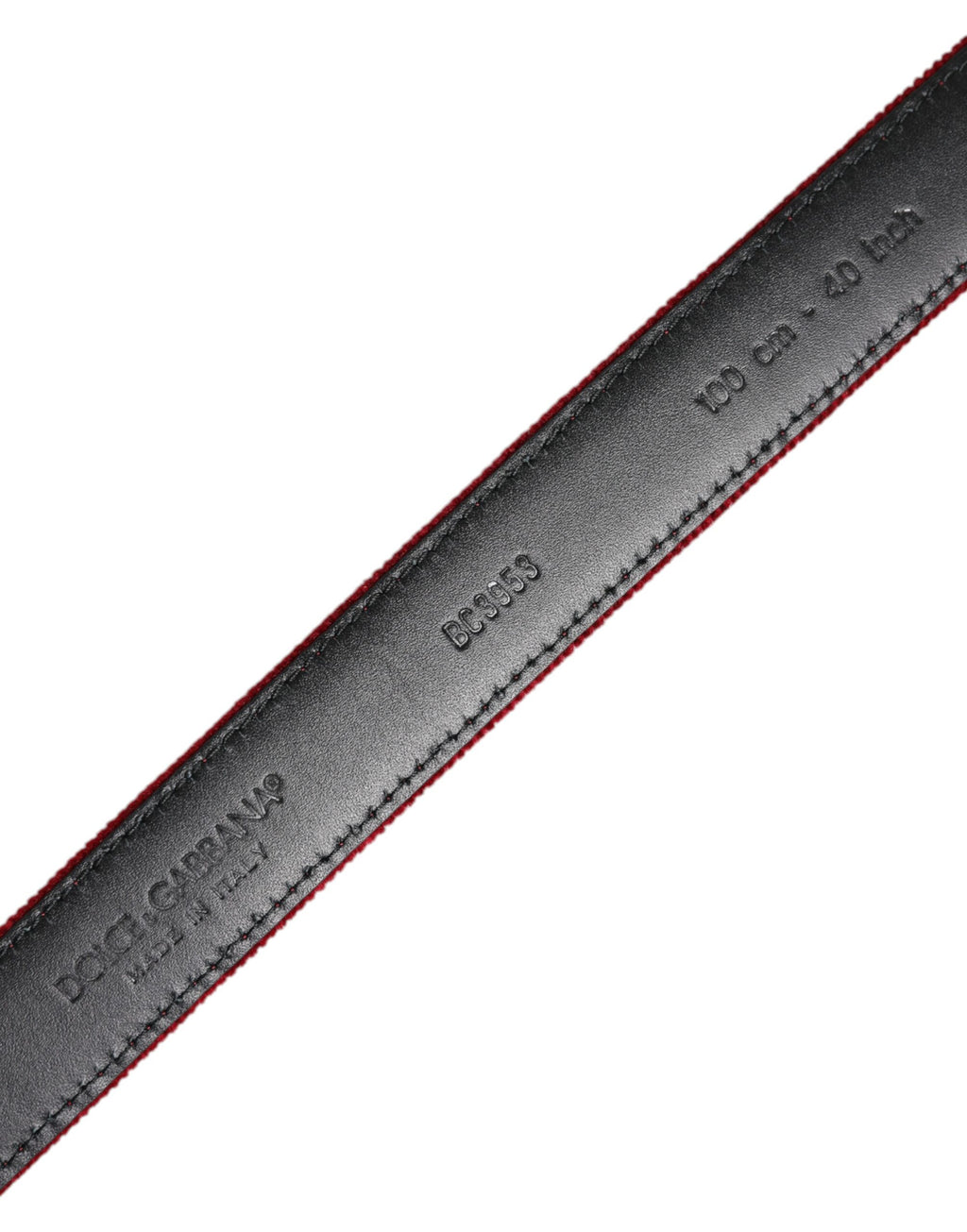 Ceinture Dolce &amp; Gabbana en velours rouge avec boucle en métal noir et logo