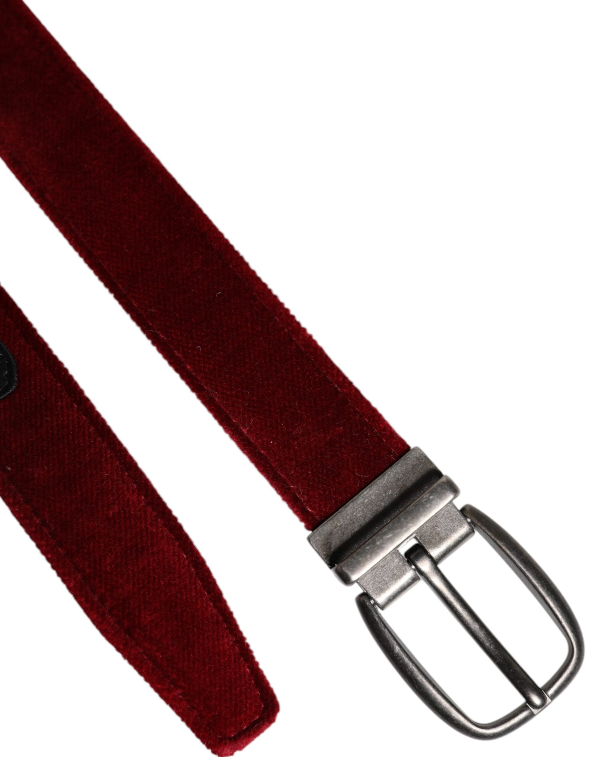 Ceinture Dolce &amp; Gabbana en velours rouge avec boucle en métal noir et logo