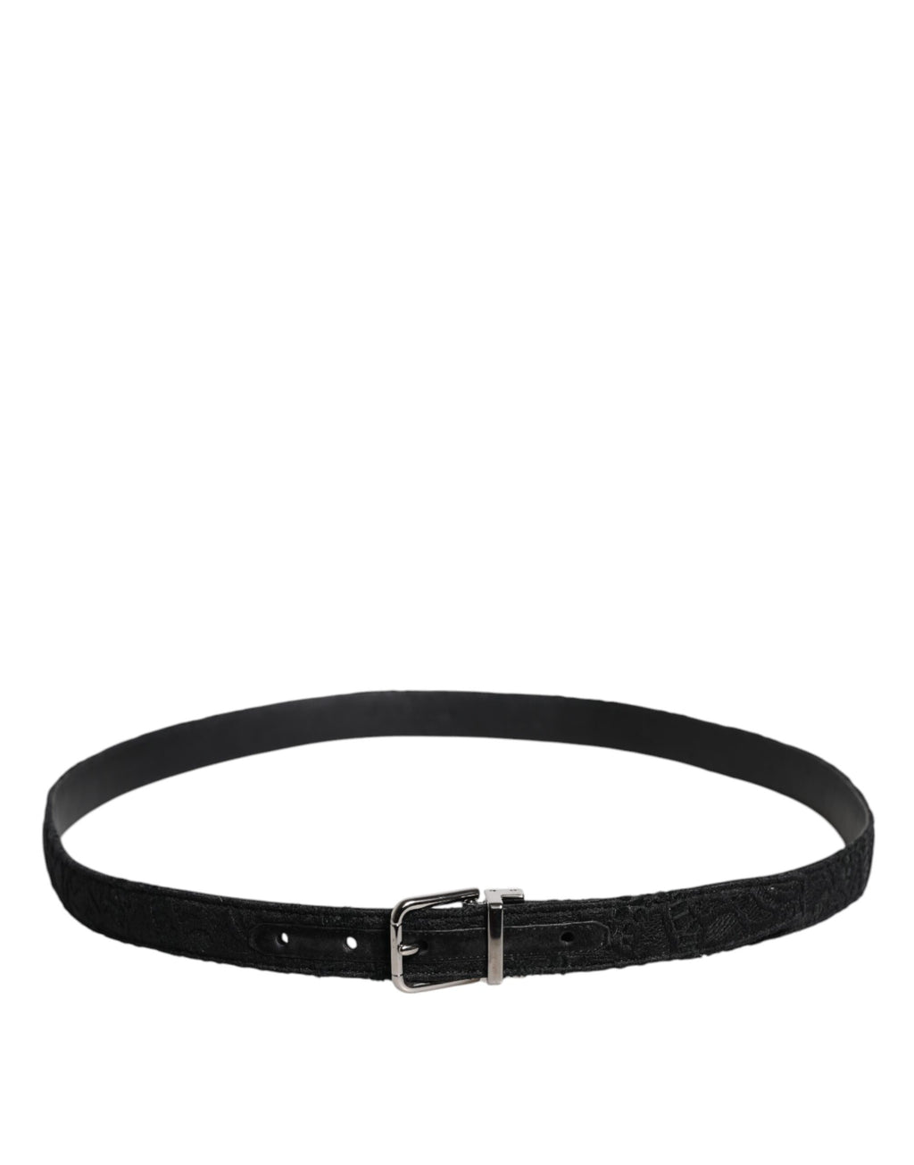 Ceinture Dolce &amp; Gabbana en coton mélangé noir avec boucle en métal argenté