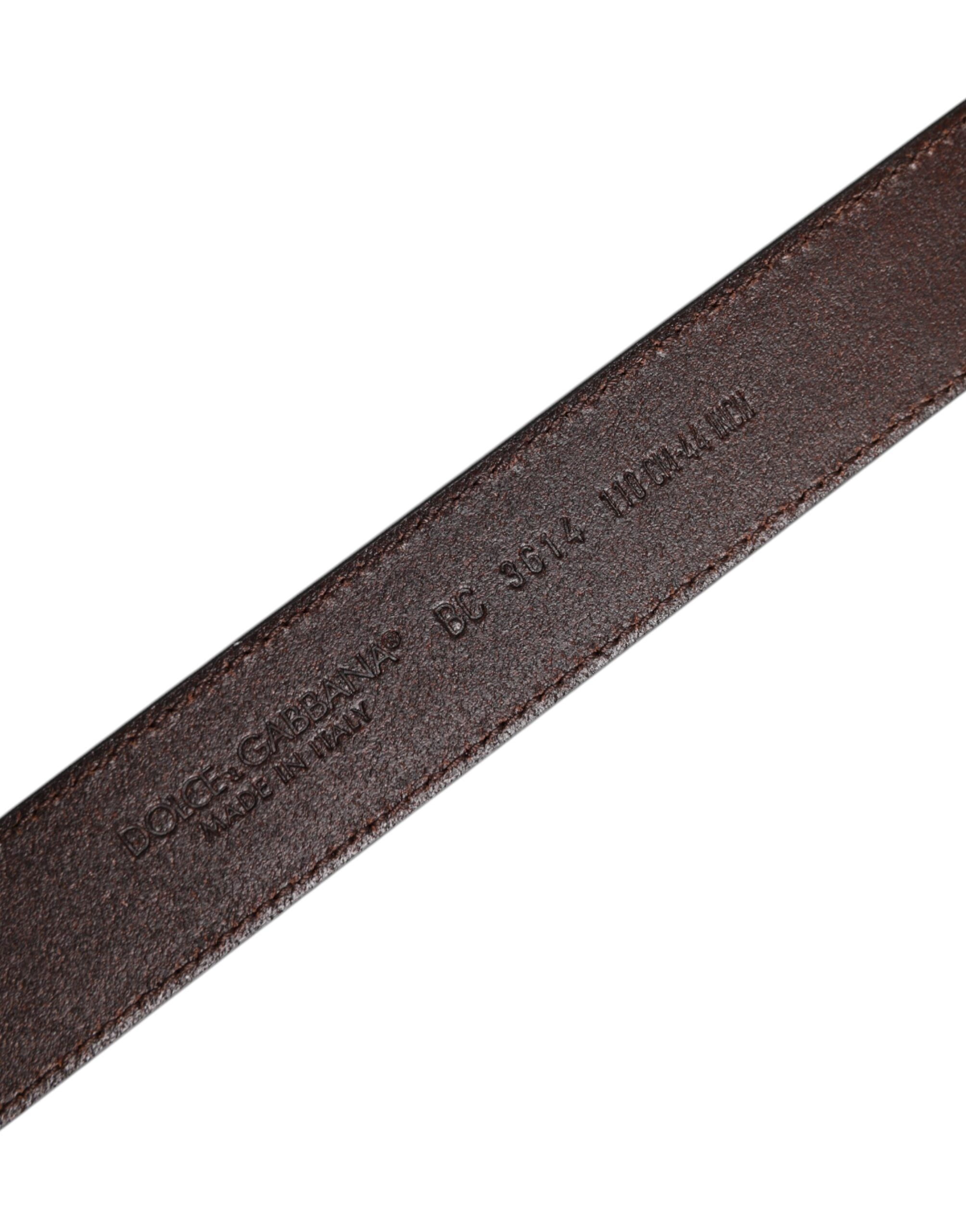 Ceinture Dolce &amp; Gabbana en cuir marron avec boucle en métal argenté