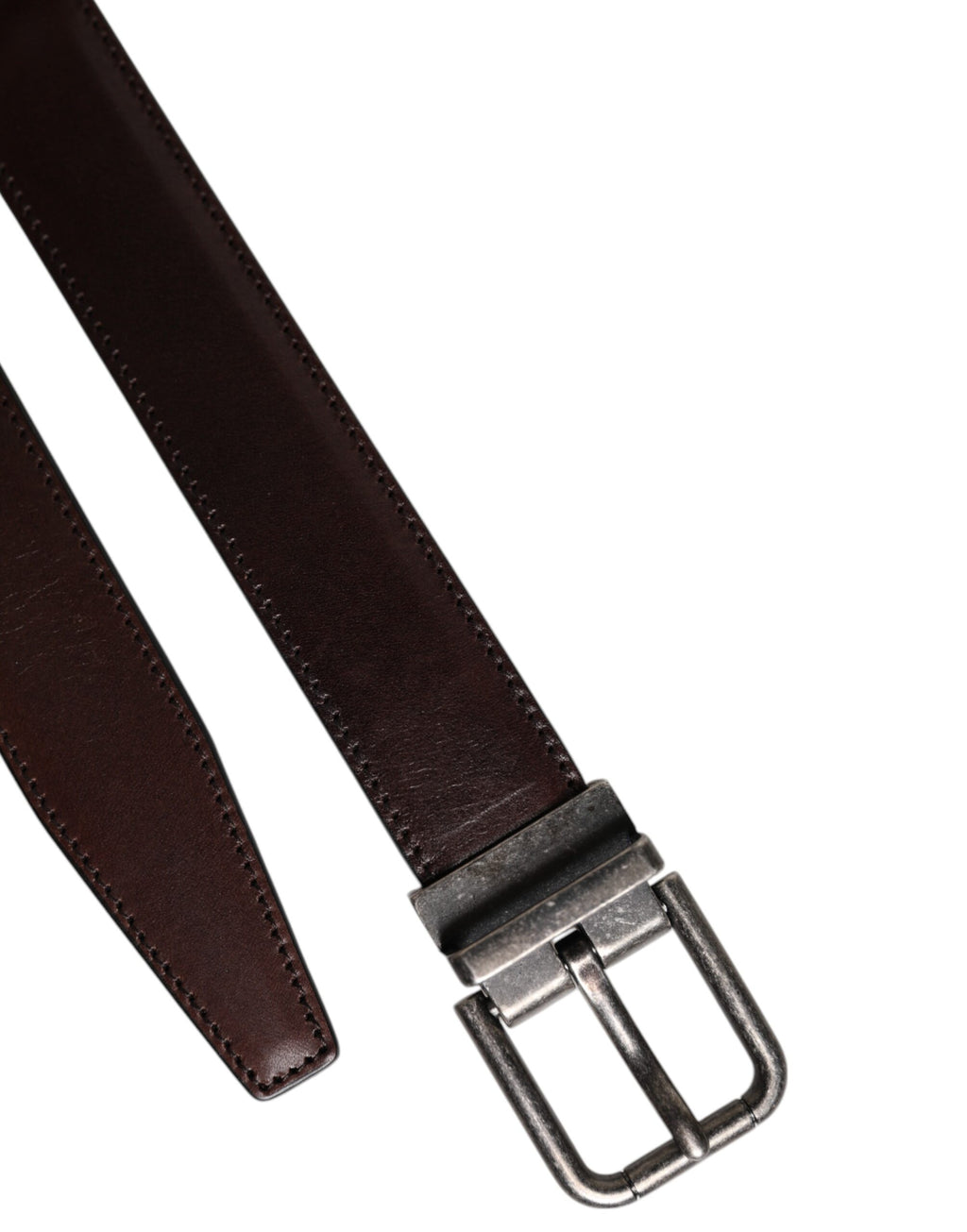 Ceinture Dolce &amp; Gabbana en cuir marron avec boucle en métal argenté