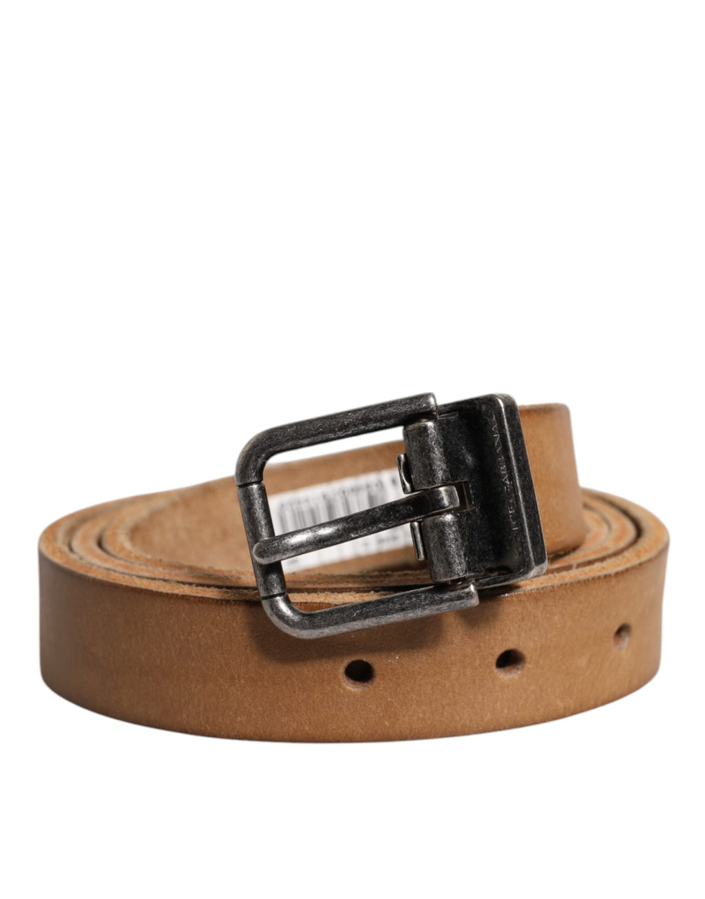 Ceinture Dolce &amp; Gabbana en cuir marron avec boucle en métal argenté