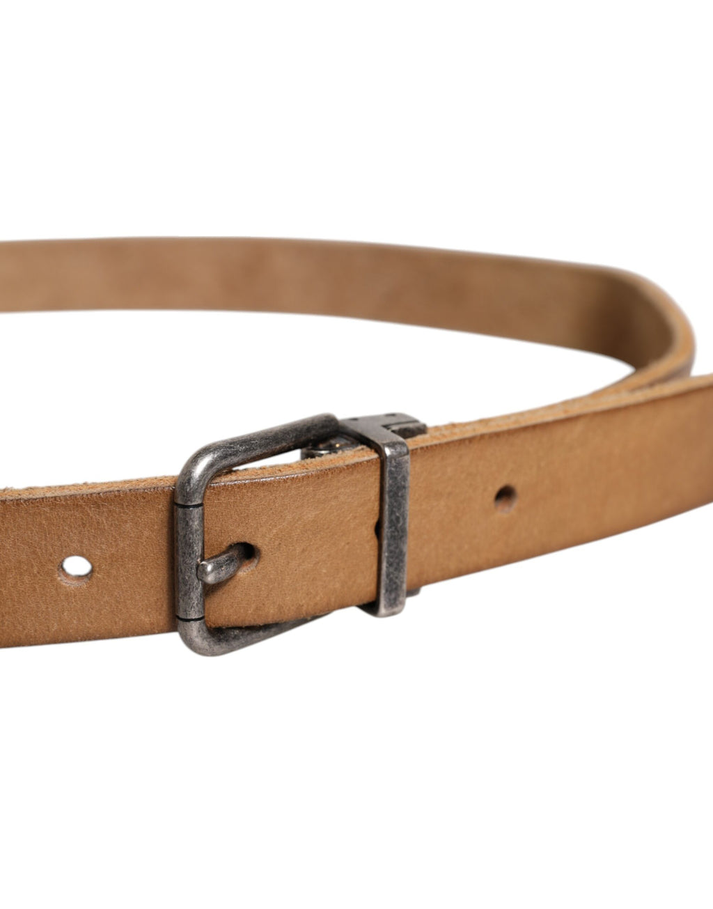 Ceinture Dolce &amp; Gabbana en cuir marron avec boucle en métal argenté