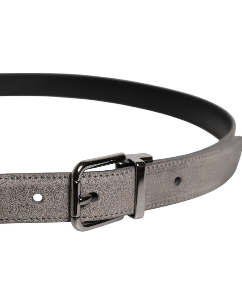 Ceinture Dolce &amp; Gabbana en cuir gris avec boucle en métal argenté