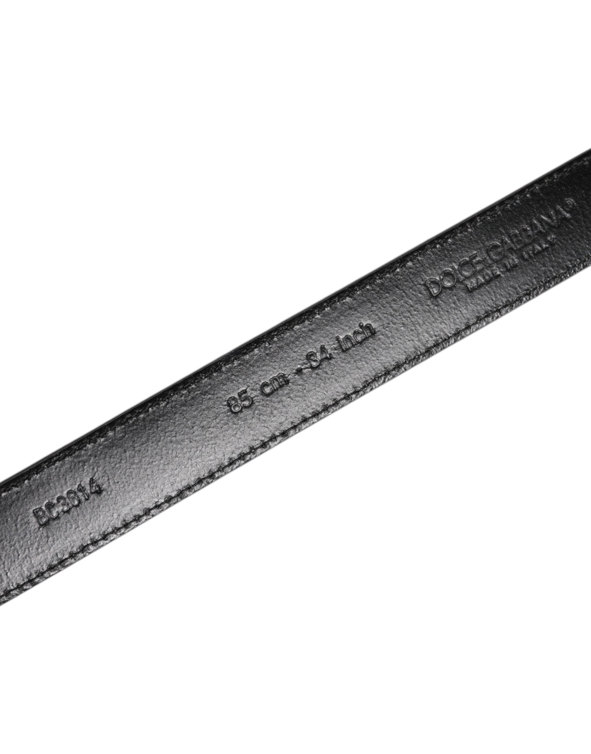 Ceinture Dolce &amp; Gabbana en cuir gris avec boucle en métal argenté