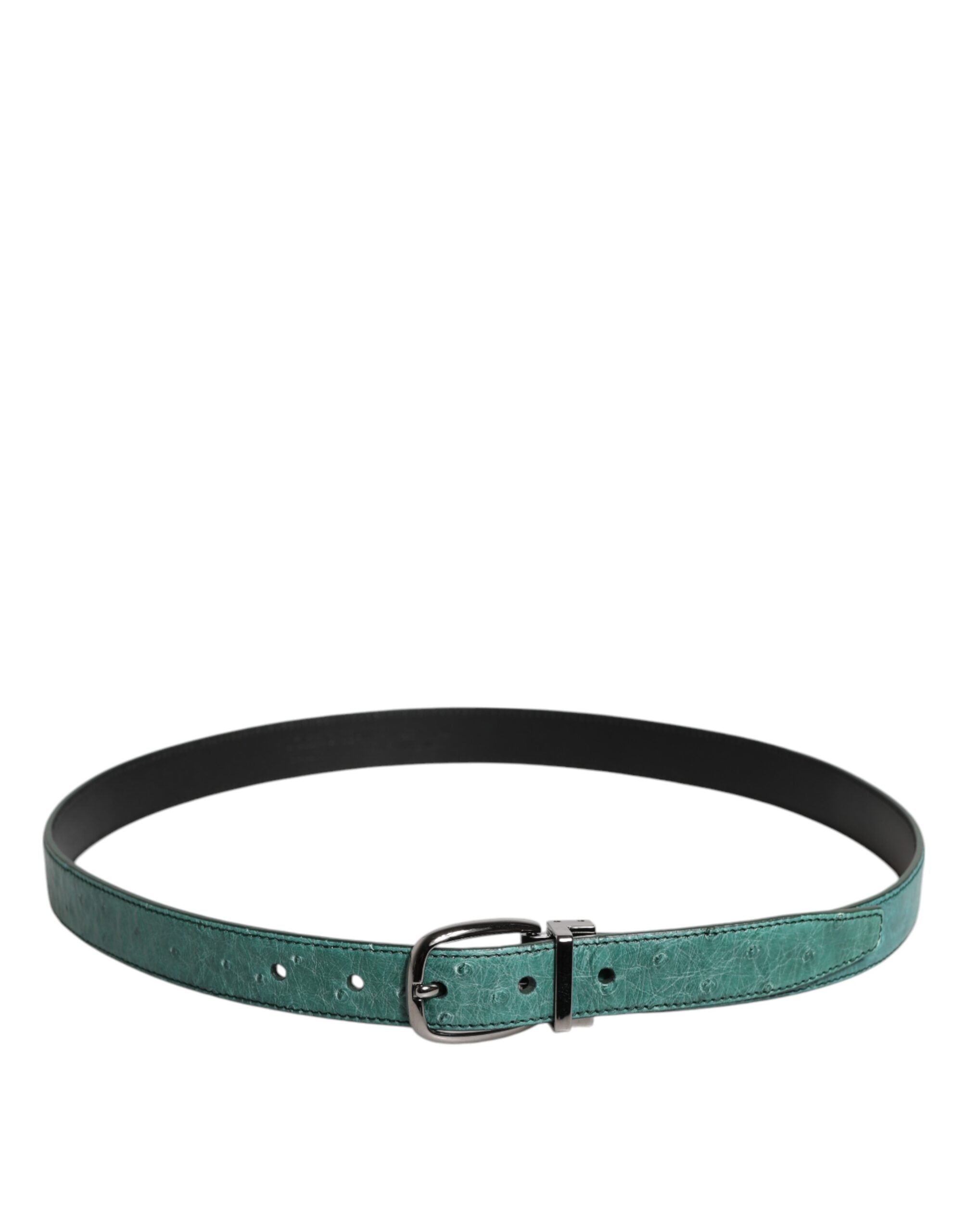 Ceinture Dolce &amp; Gabbana en cuir vert avec boucle en métal argenté