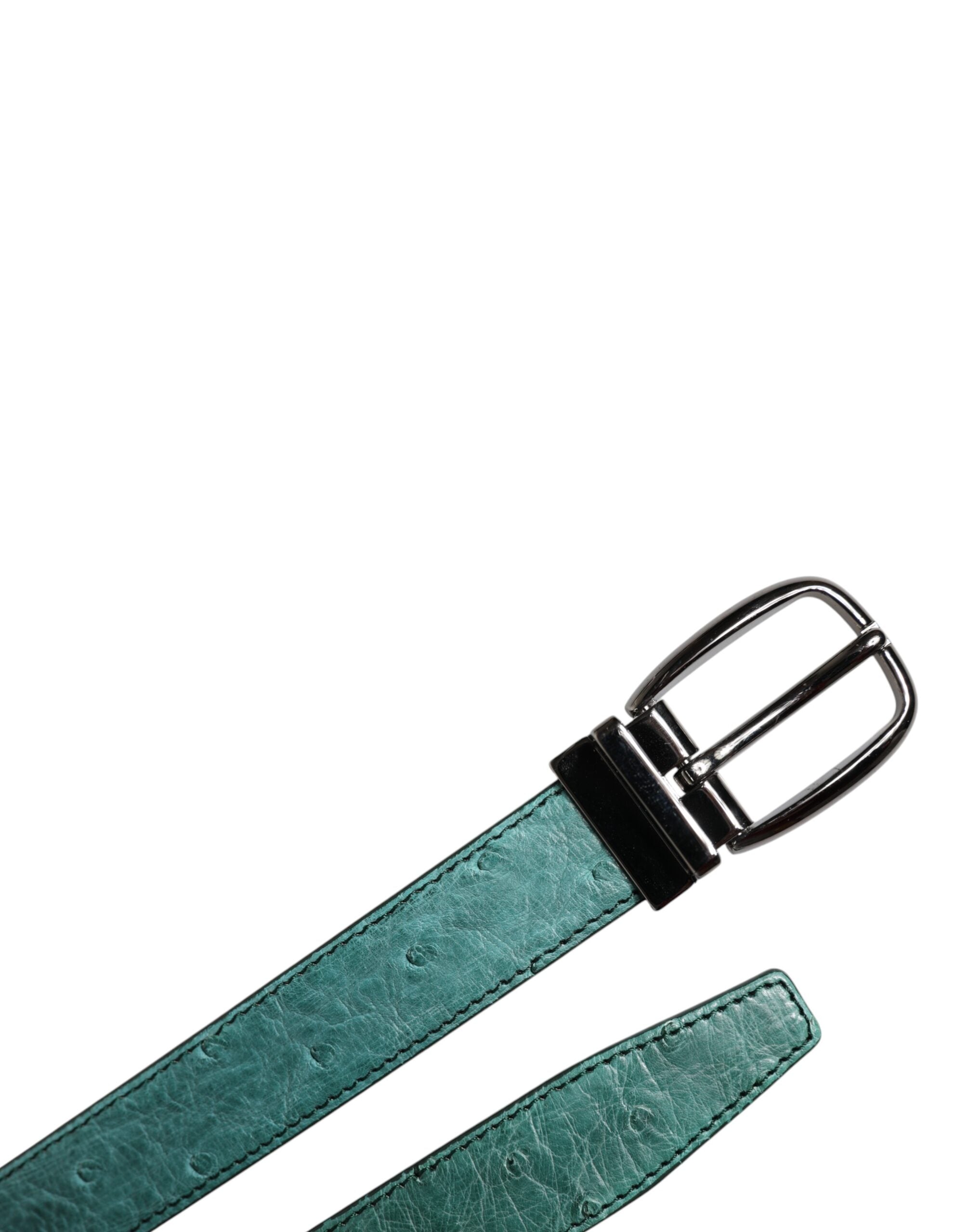 Ceinture Dolce &amp; Gabbana en cuir vert avec boucle en métal argenté