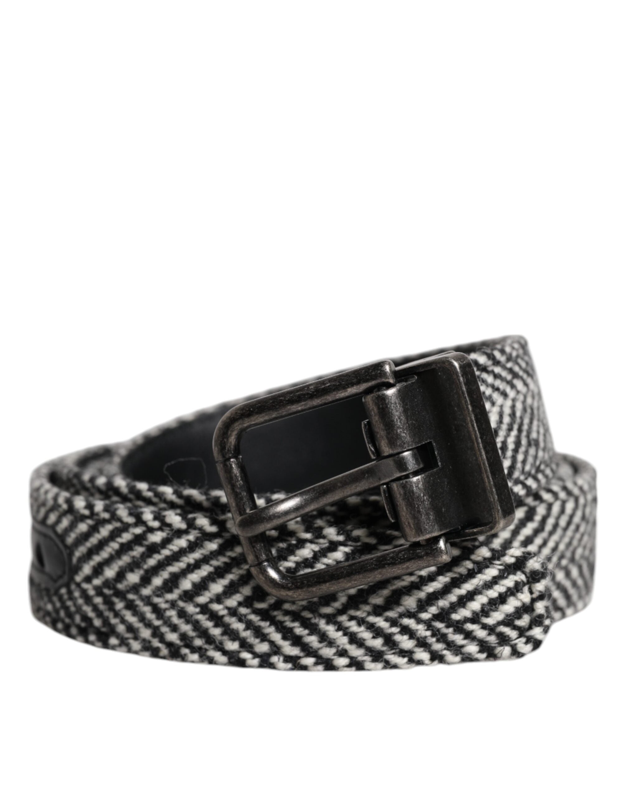 Ceinture Dolce &amp; Gabbana à boucle en métal noir et blanc argenté