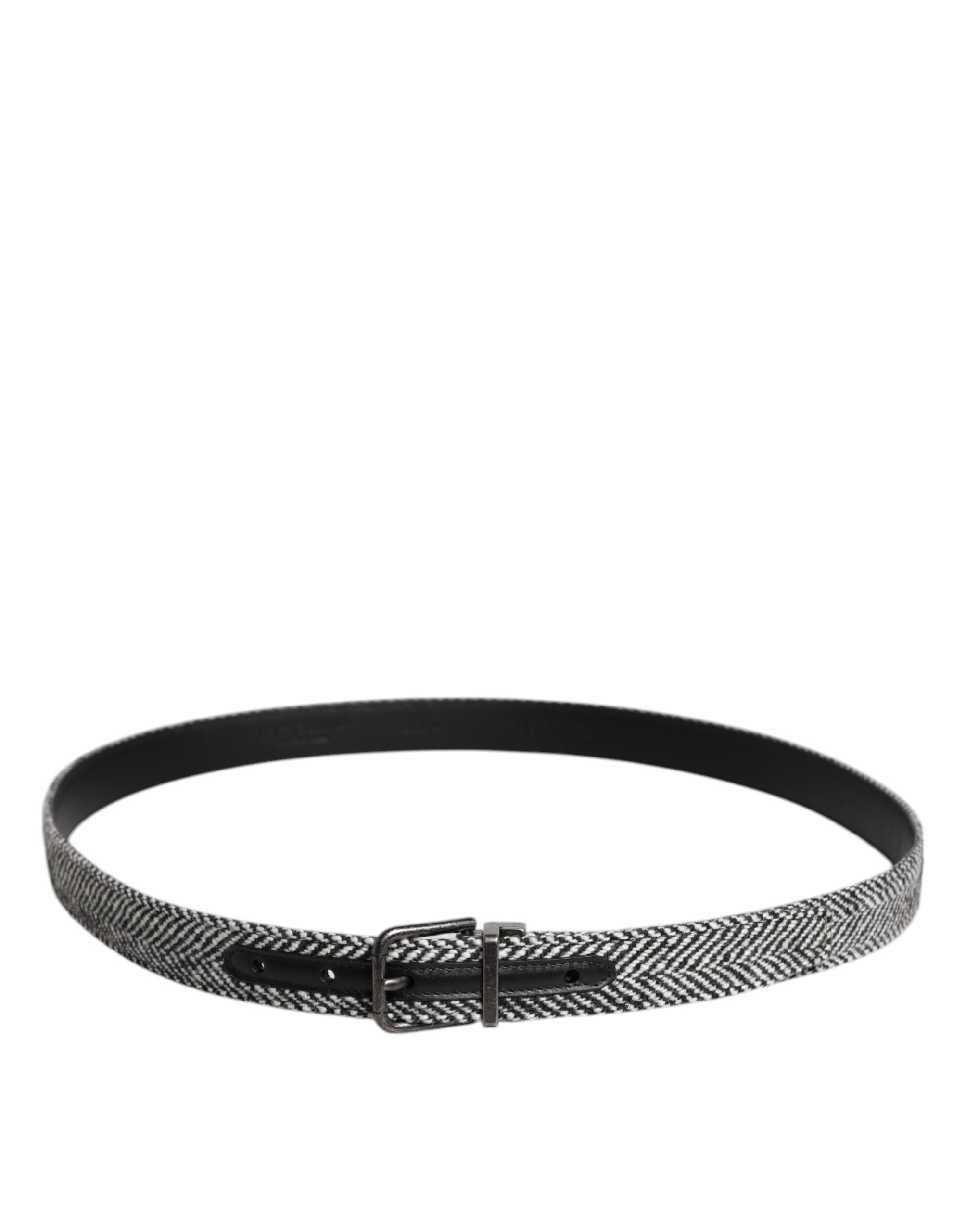 Ceinture Dolce &amp; Gabbana à boucle en métal noir et blanc argenté