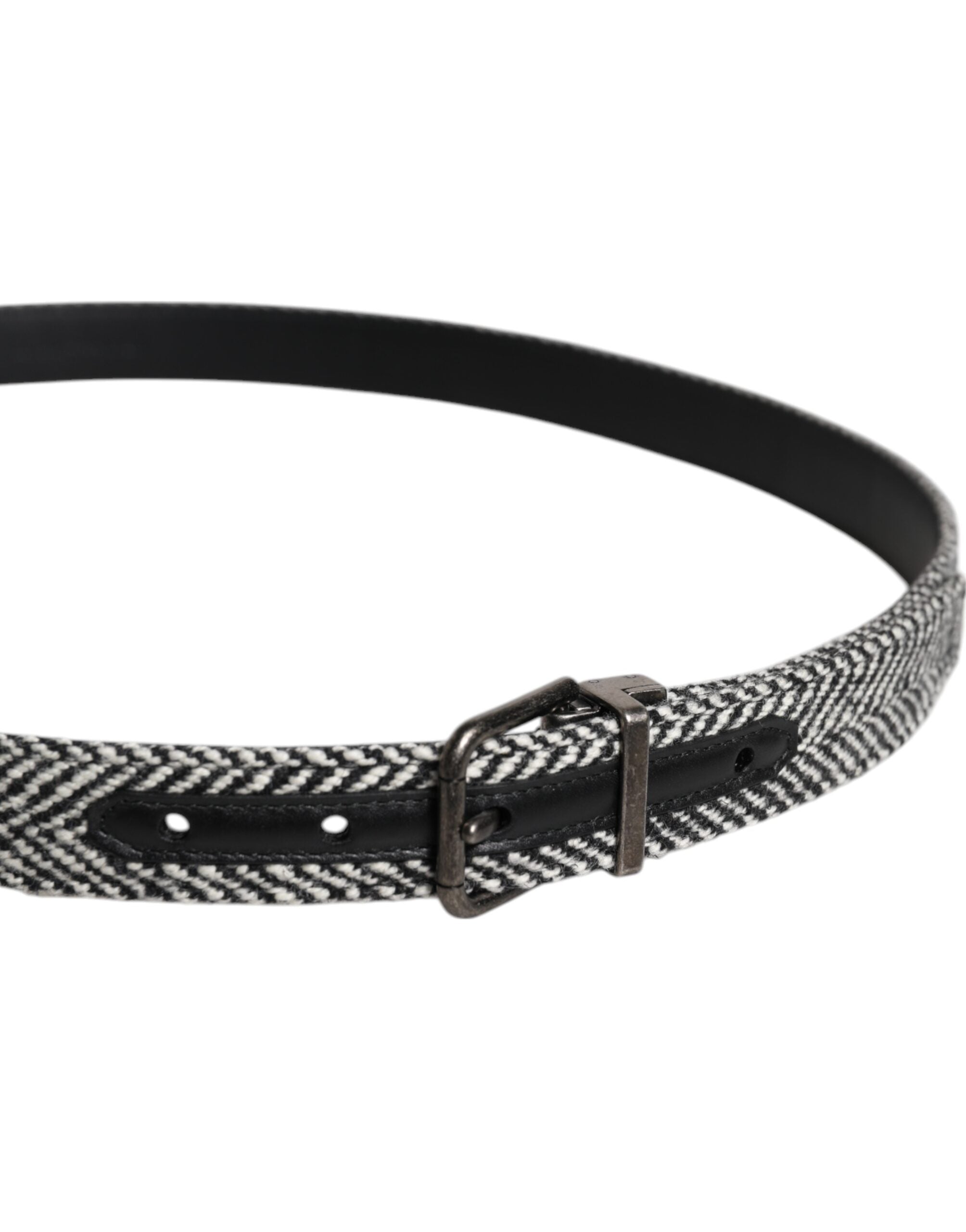 Ceinture Dolce &amp; Gabbana à boucle en métal noir et blanc argenté