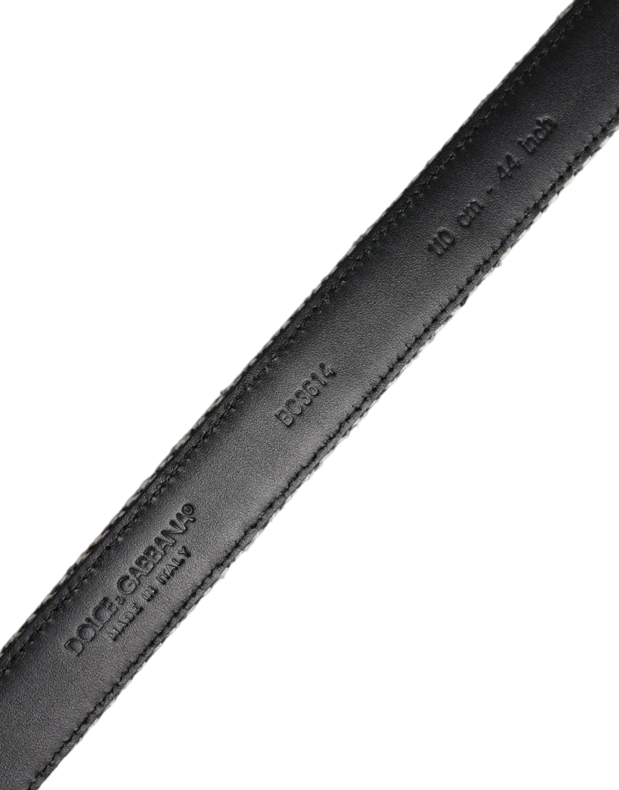 Ceinture Dolce &amp; Gabbana à boucle en métal noir et blanc argenté