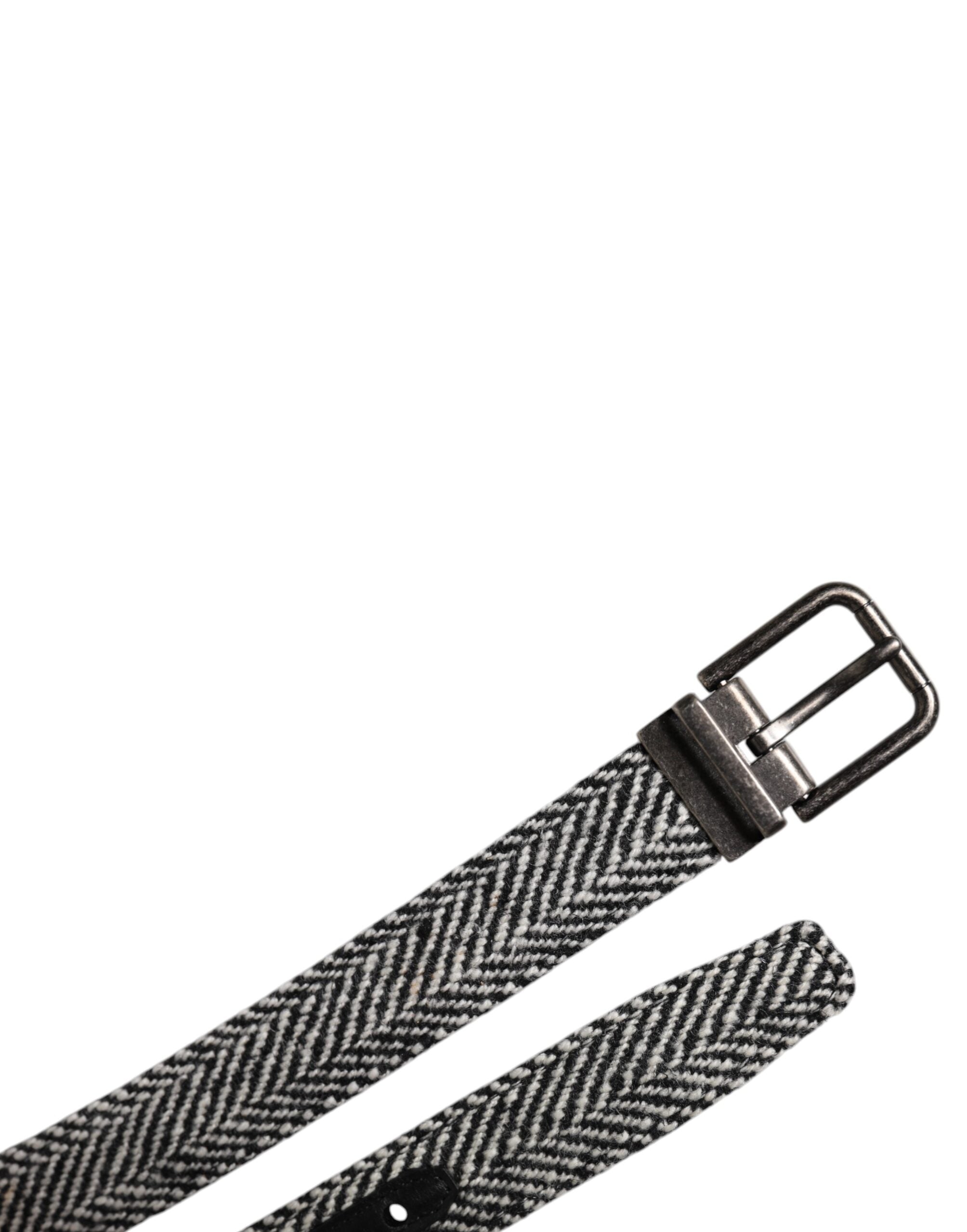 Ceinture Dolce &amp; Gabbana à boucle en métal noir et blanc argenté