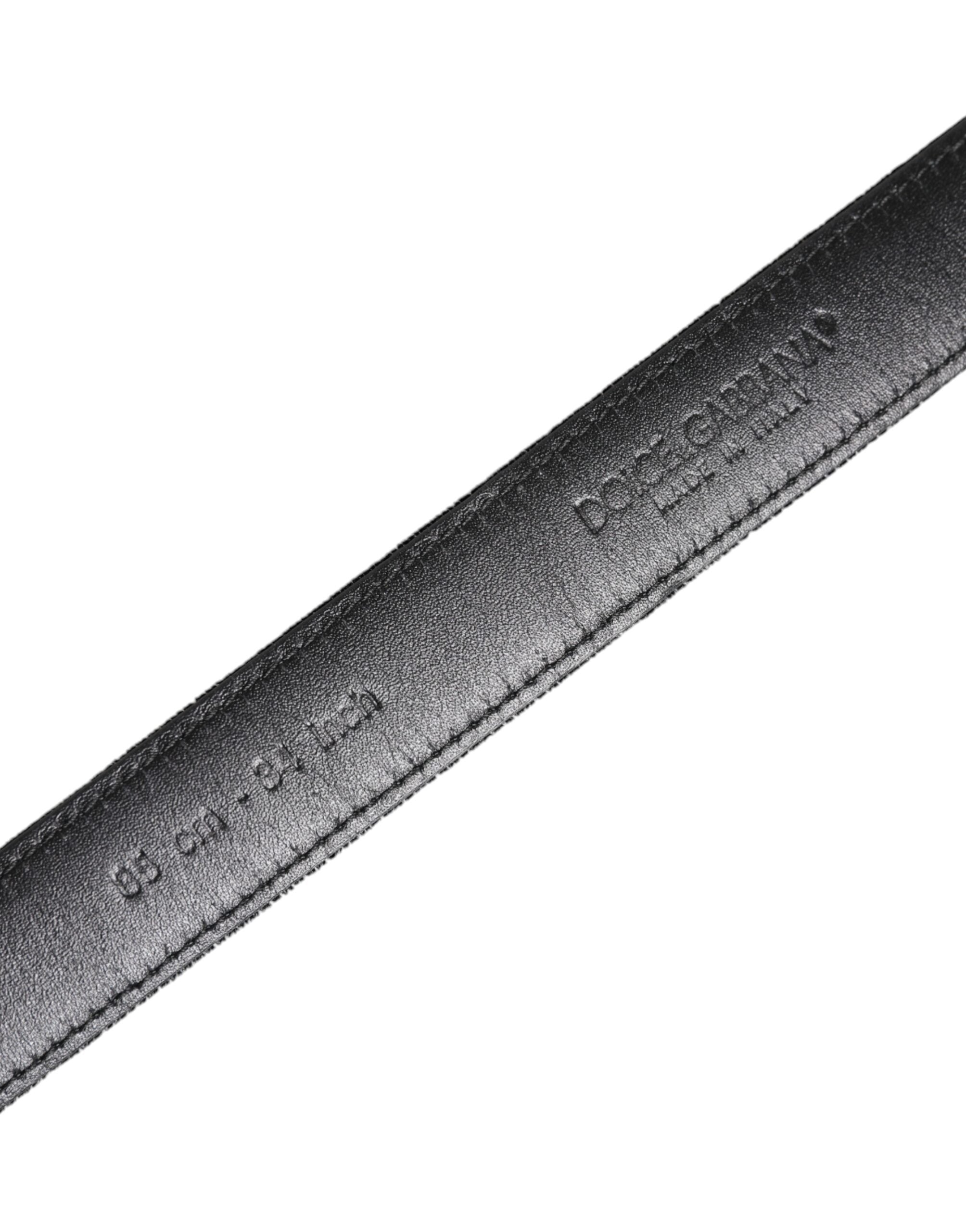 Ceinture classique en cuir noir avec boucle en métal Dolce &amp; Gabbana