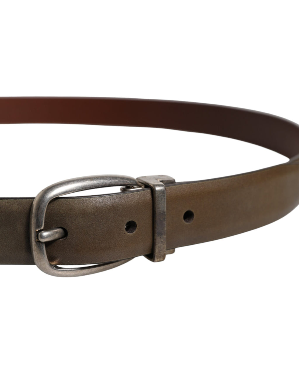 Ceinture classique en cuir marron Dolce &amp; Gabbana avec boucle en métal et logo
