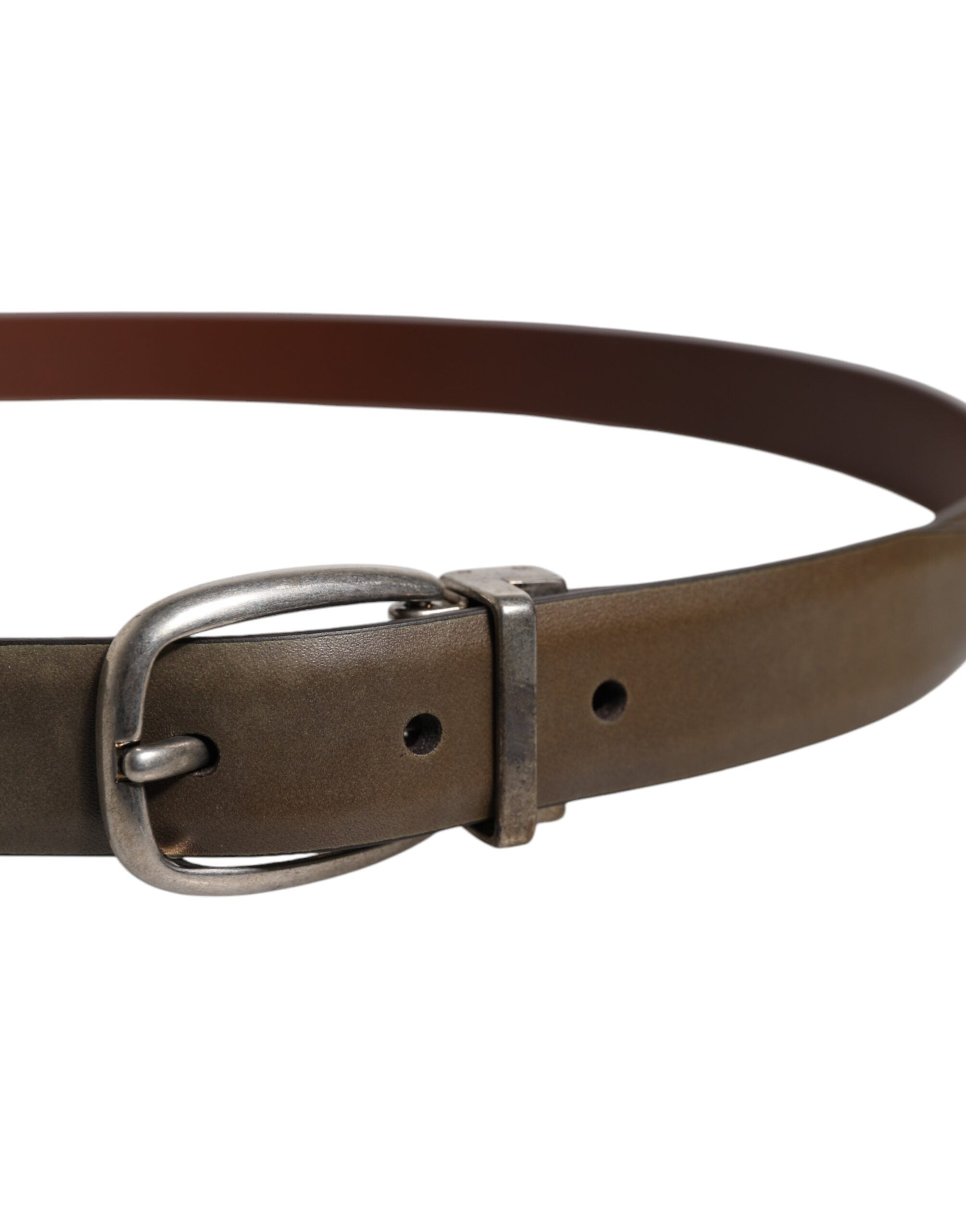 Ceinture classique en cuir marron Dolce &amp; Gabbana avec boucle en métal et logo