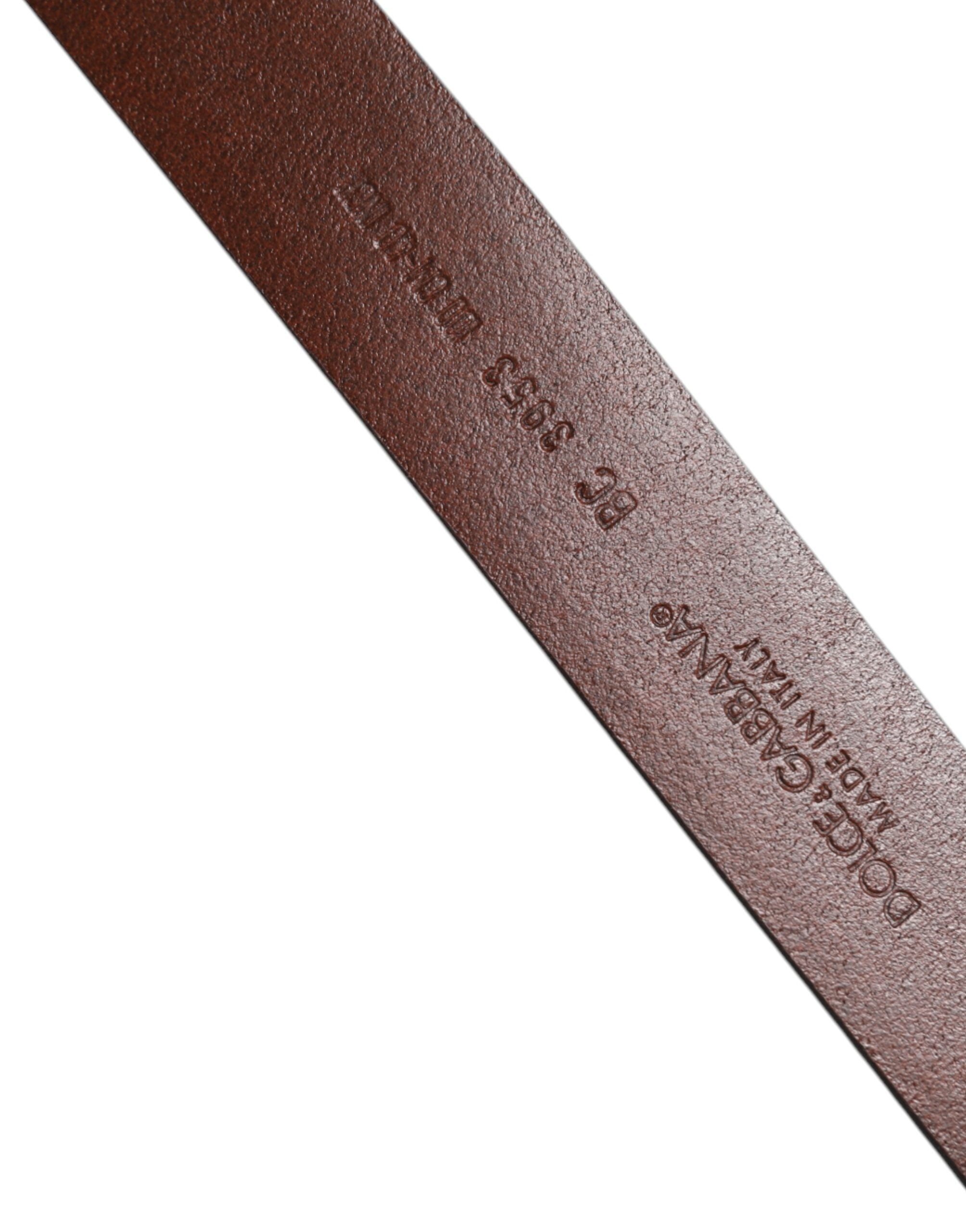 Ceinture classique en cuir marron Dolce &amp; Gabbana avec boucle en métal et logo