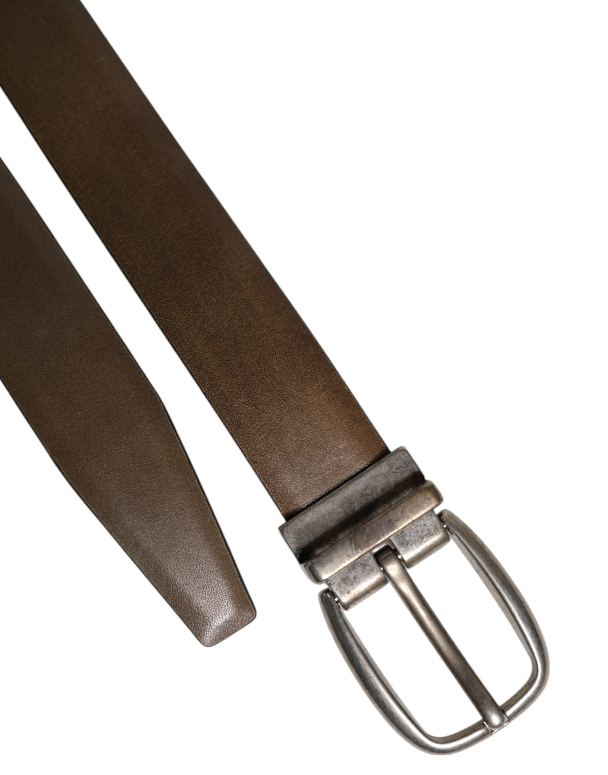 Ceinture classique en cuir marron Dolce &amp; Gabbana avec boucle en métal et logo