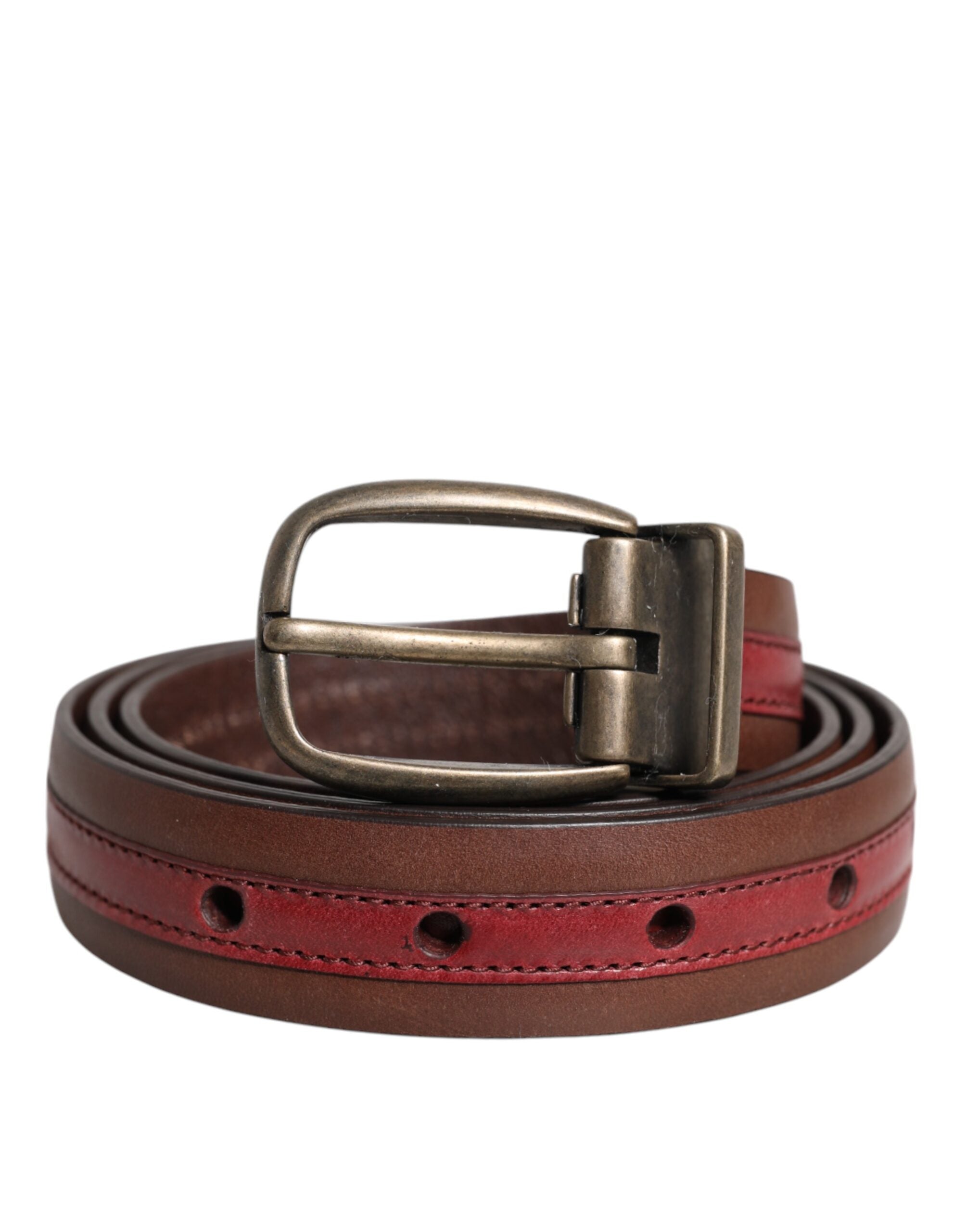 Ceinture Dolce &amp; Gabbana en cuir bordeaux avec boucle en métal et logo