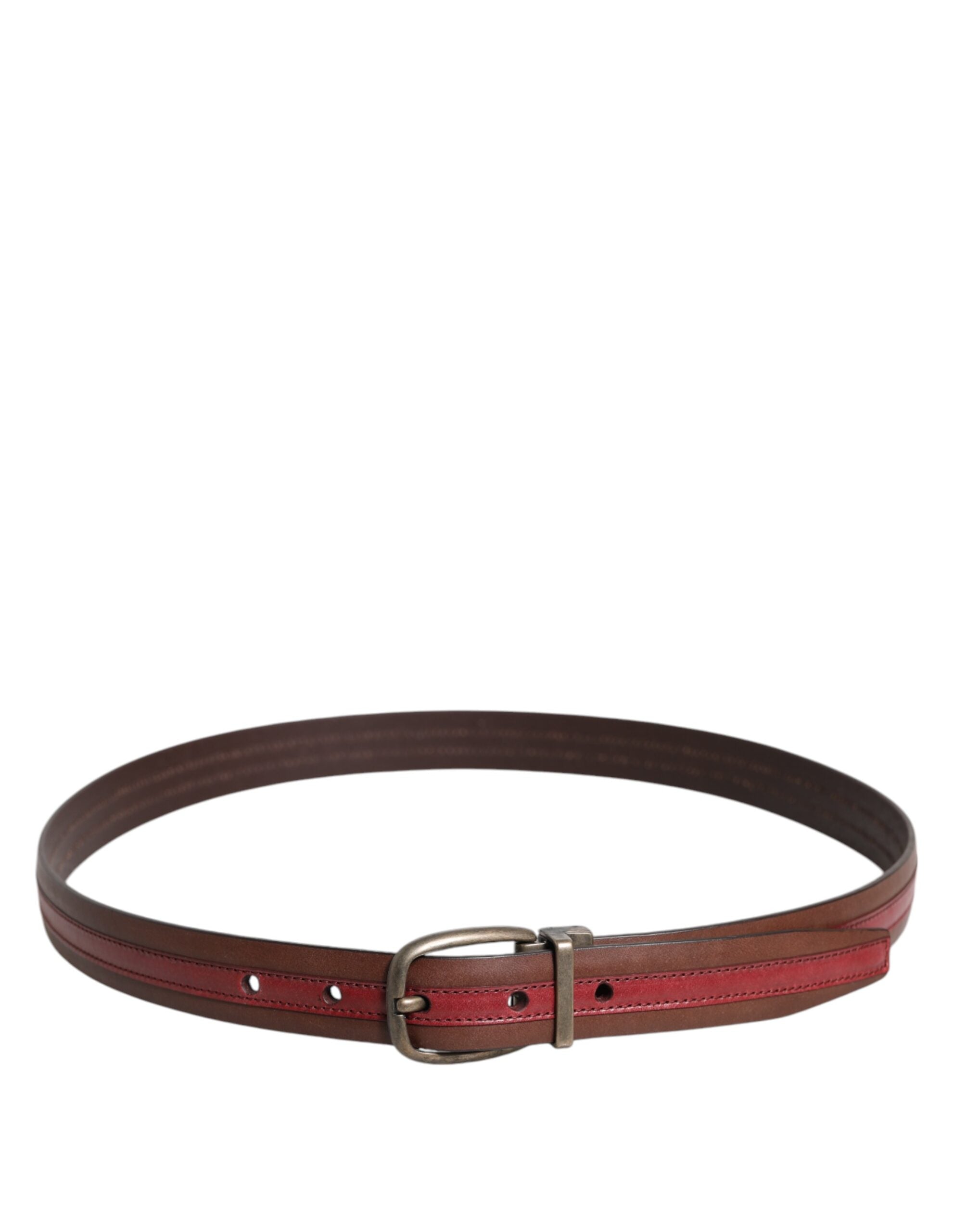 Ceinture Dolce &amp; Gabbana en cuir bordeaux avec boucle en métal et logo