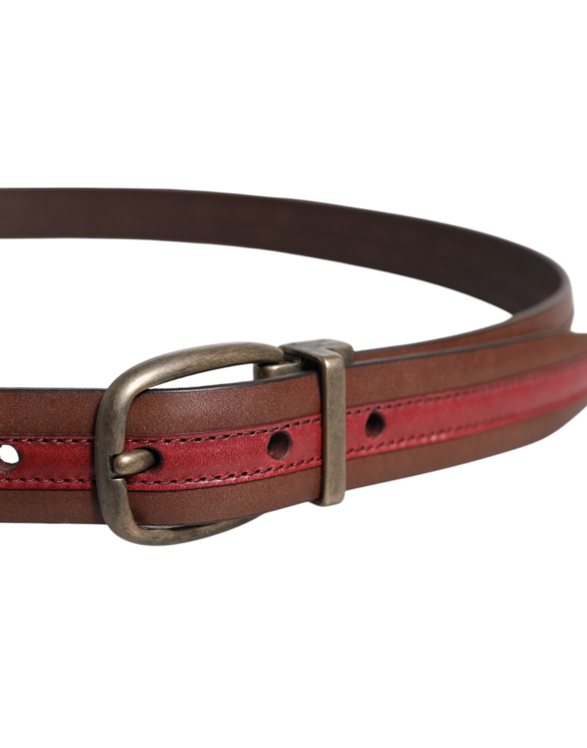 Ceinture Dolce &amp; Gabbana en cuir bordeaux avec boucle en métal et logo