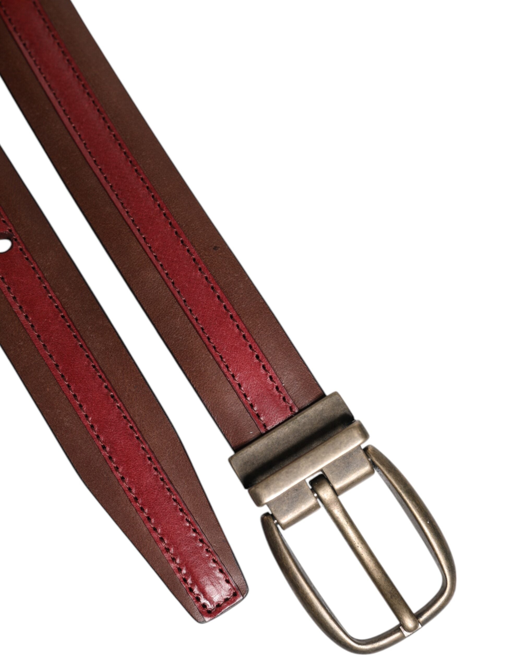 Ceinture Dolce &amp; Gabbana en cuir bordeaux avec boucle en métal et logo