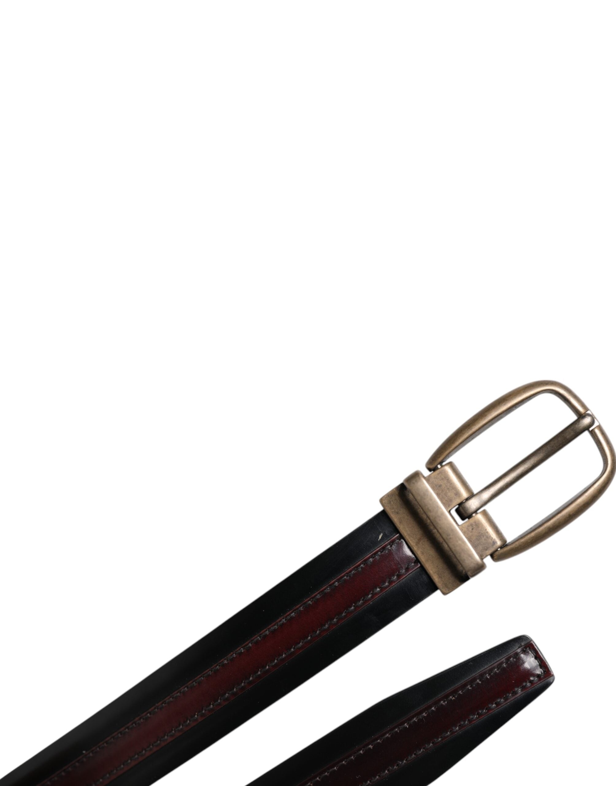 Ceinture Dolce &amp; Gabbana en cuir de veau noir bordeaux avec boucle en métal et logo
