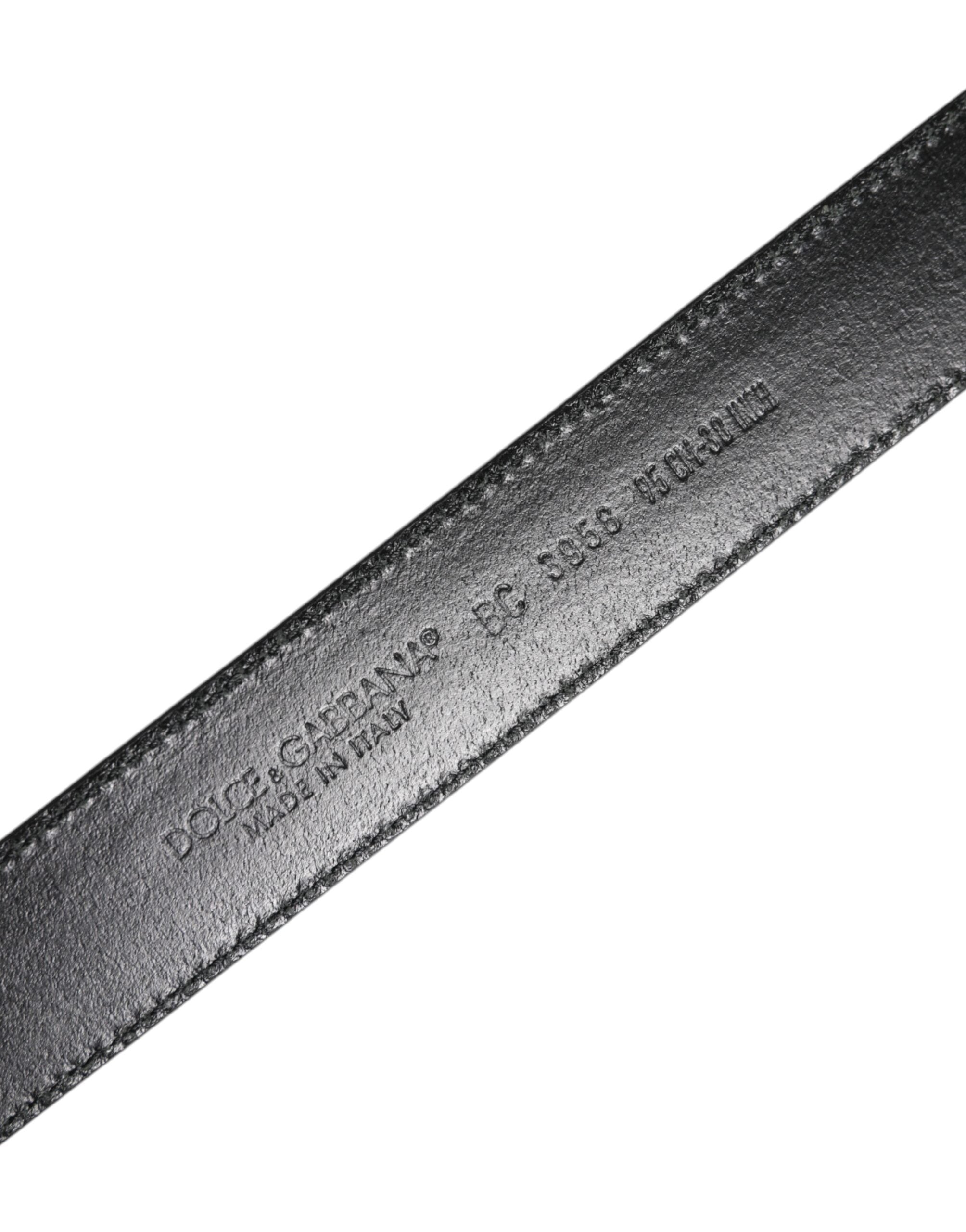 Ceinture classique en cuir noir et marron Dolce &amp; Gabbana avec boucle en métal