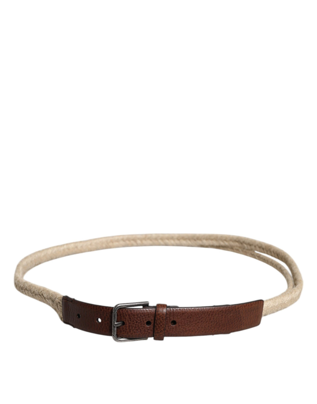Ceinture Dolce &amp; Gabbana en cuir de jute marron avec boucle en métal tressé