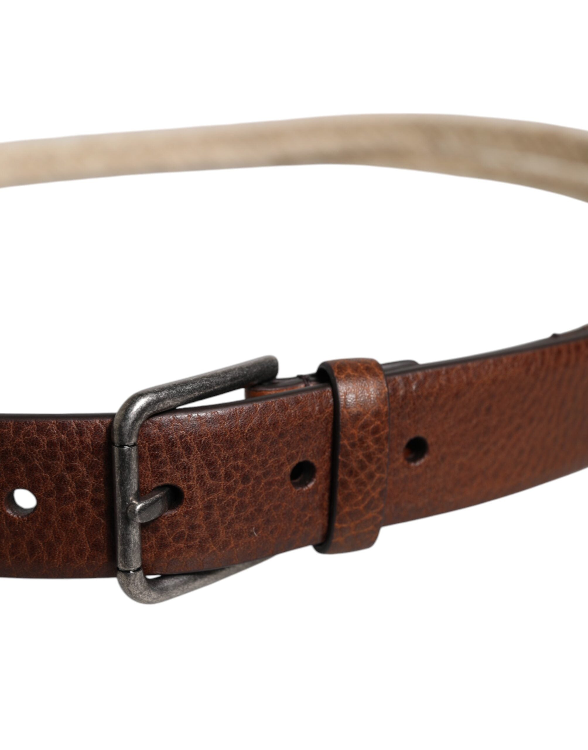 Ceinture Dolce &amp; Gabbana en cuir de jute marron avec boucle en métal tressé