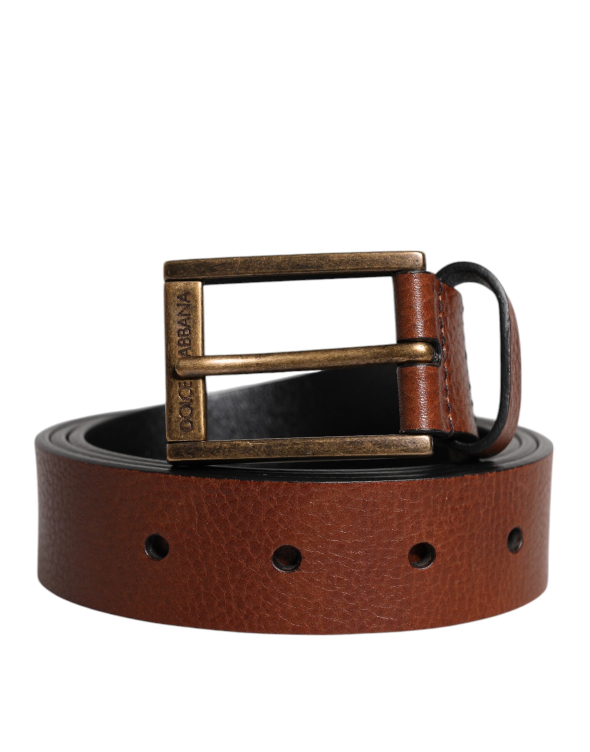 Ceinture classique à boucle métallique en cuir de veau marron Dolce &amp; Gabbana