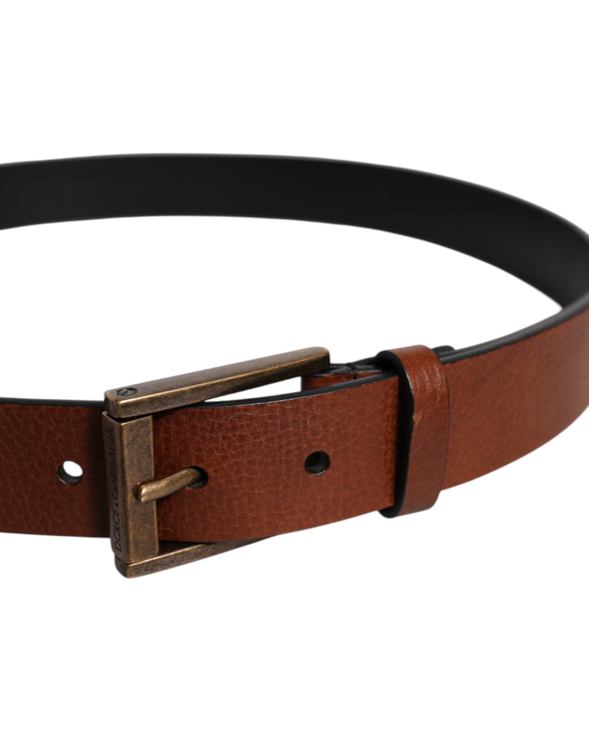 Ceinture classique à boucle métallique en cuir de veau marron Dolce &amp; Gabbana