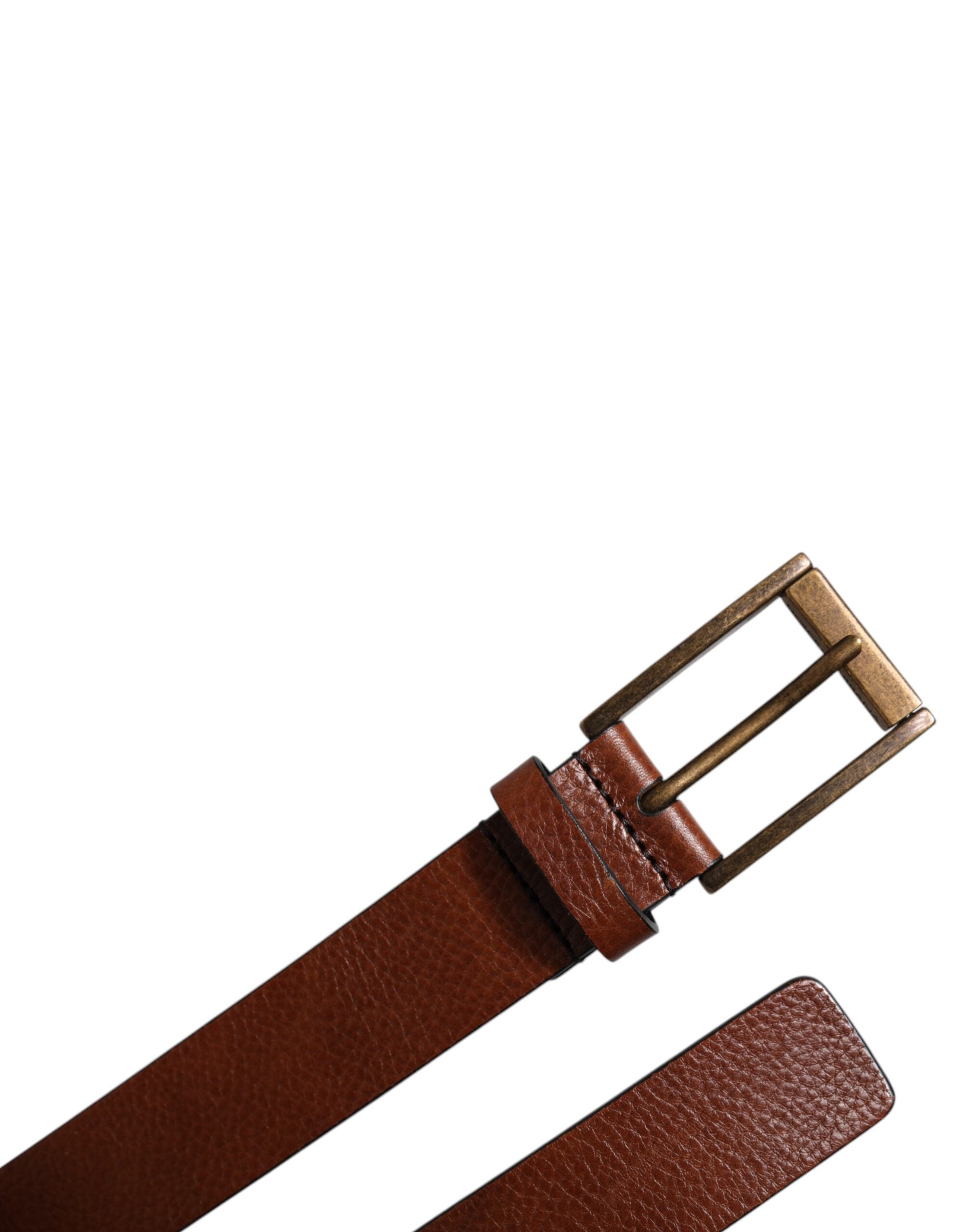 Ceinture classique à boucle métallique en cuir de veau marron Dolce &amp; Gabbana