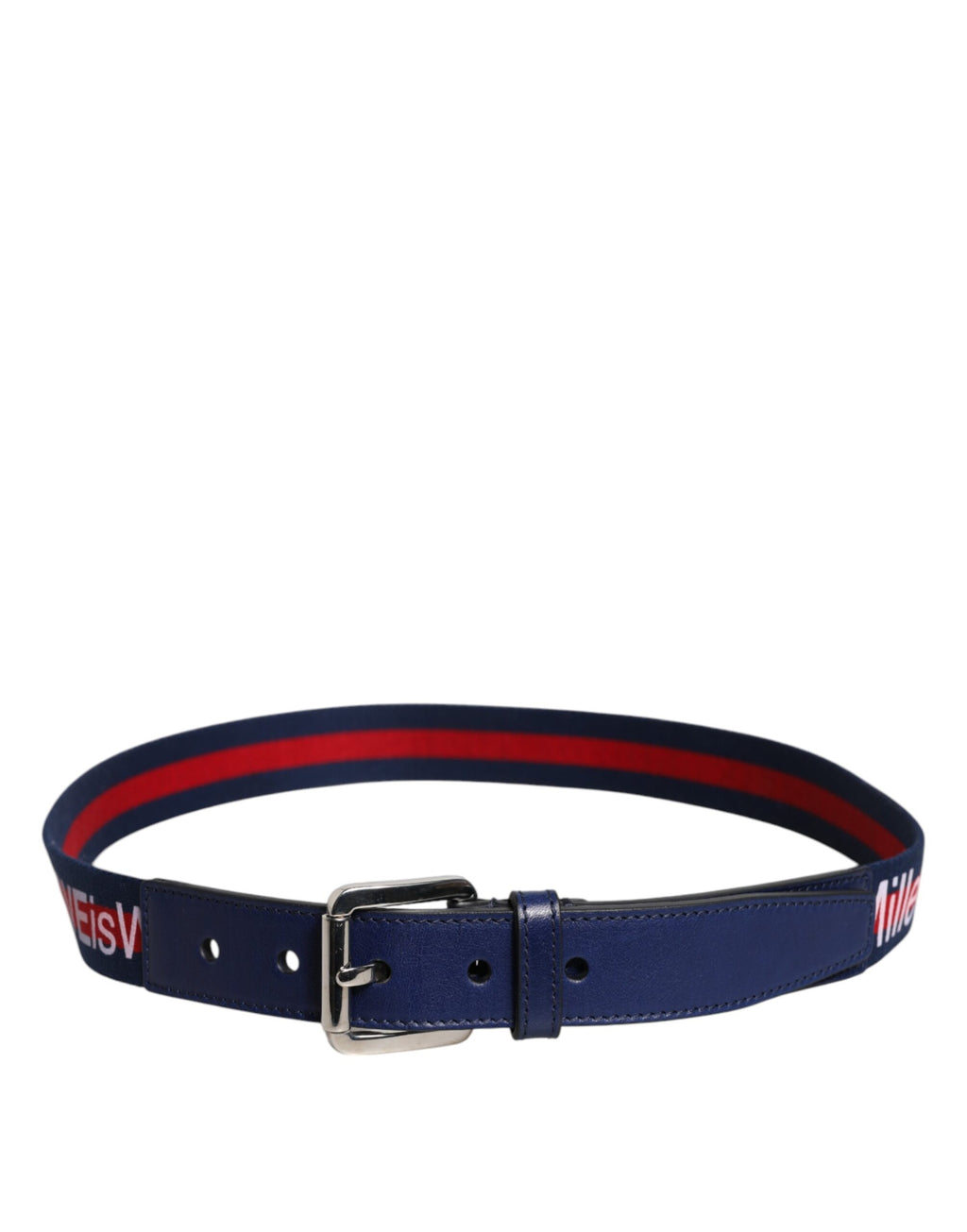 Ceinture Dolce &amp; Gabbana en coton bleu et cuir imprimé avec boucle en métal