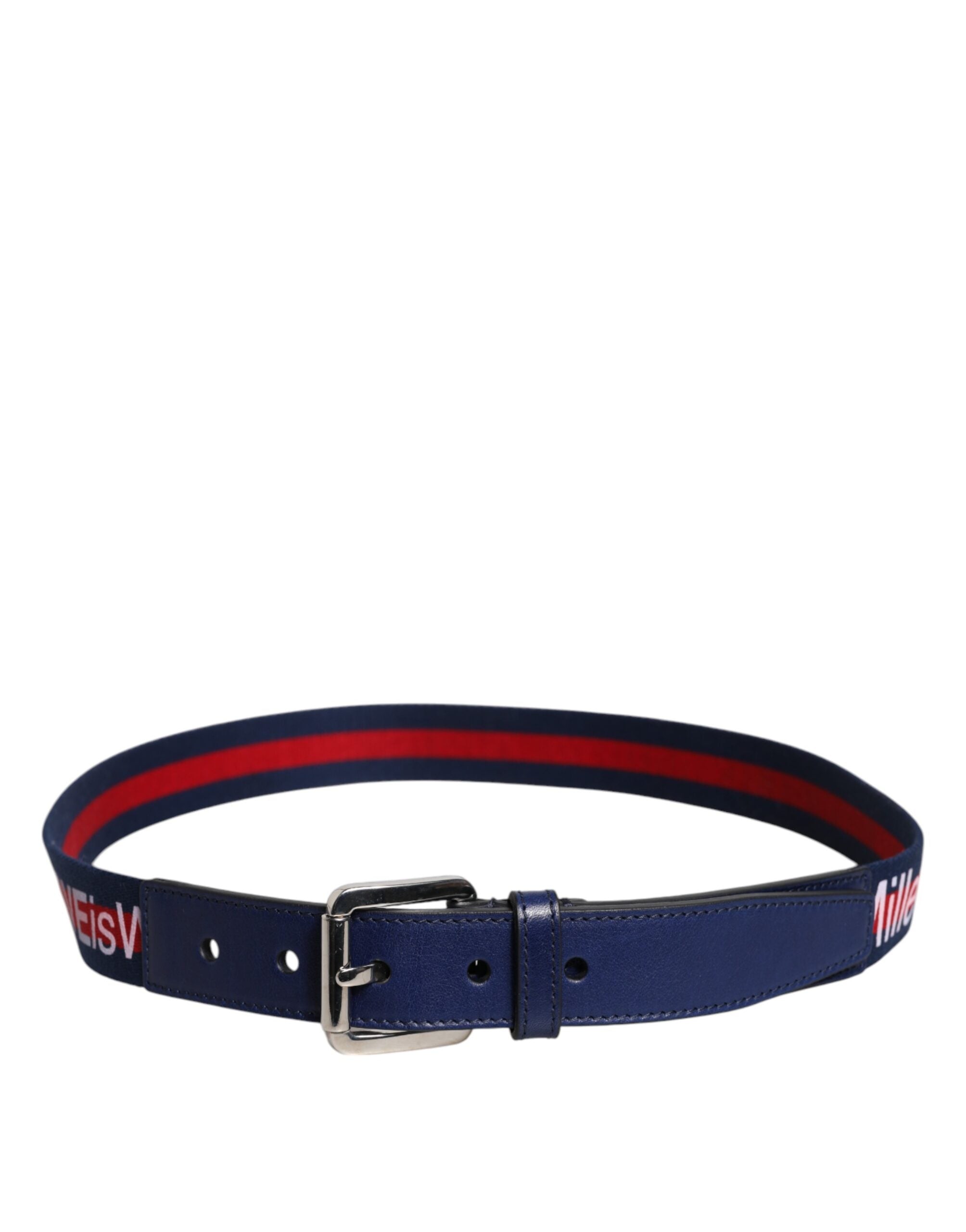 Ceinture Dolce &amp; Gabbana en coton bleu et cuir imprimé avec boucle en métal