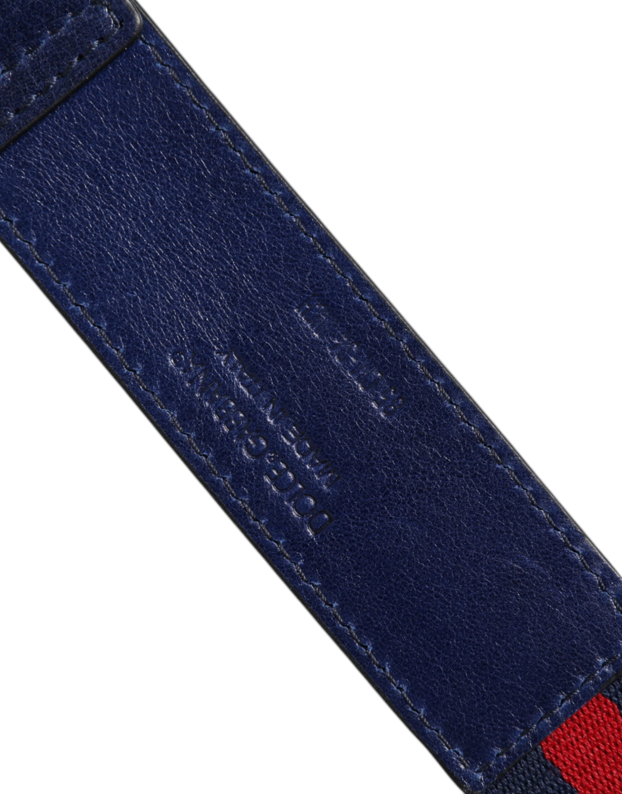 Ceinture Dolce &amp; Gabbana en coton bleu et cuir imprimé avec boucle en métal