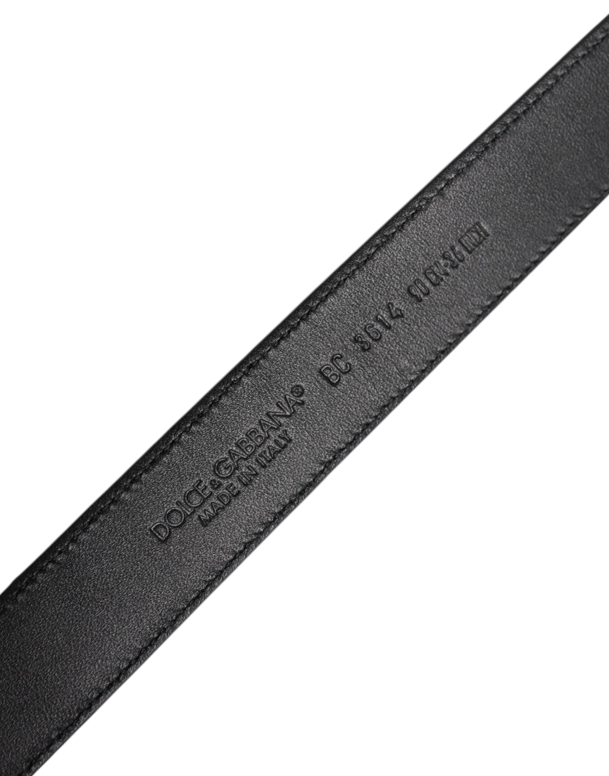 Ceinture classique à boucle métallique en cuir de veau noir Dolce &amp; Gabbana